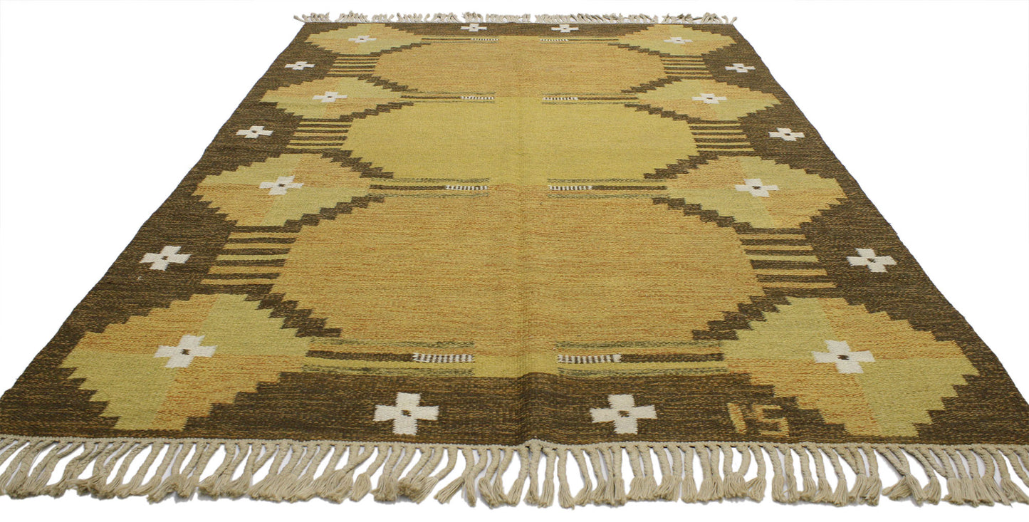 5 x 8 Ingegerd Silow Vintage Swedish Rollakan Rug 77034