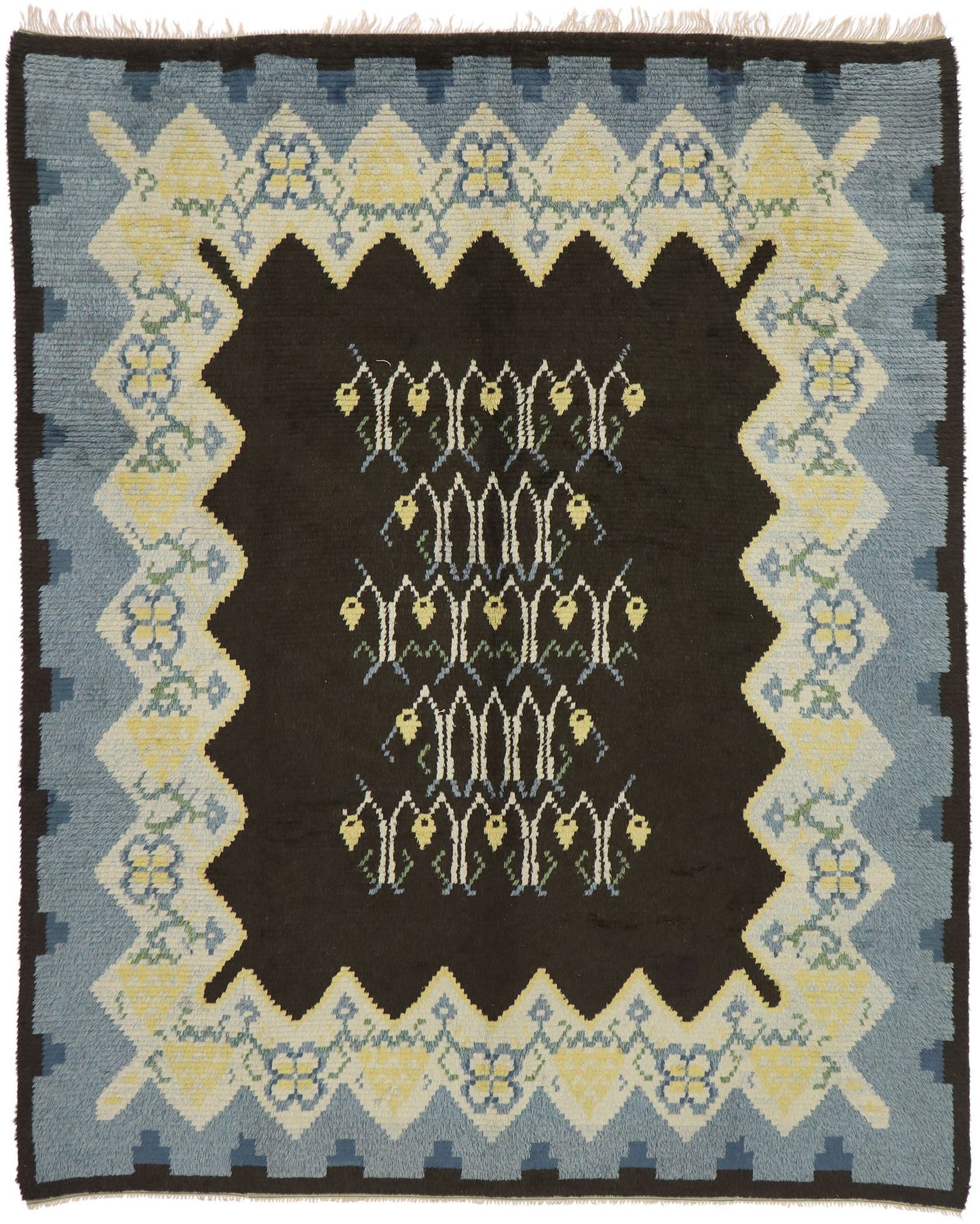 8 x 10 Vintage Swedish Rya Rug 77043