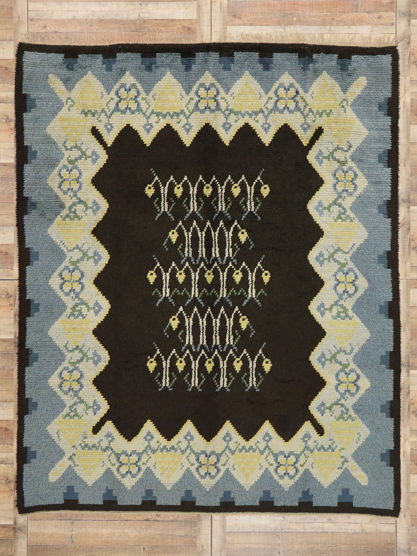 8 x 10 Vintage Swedish Rya Rug 77043
