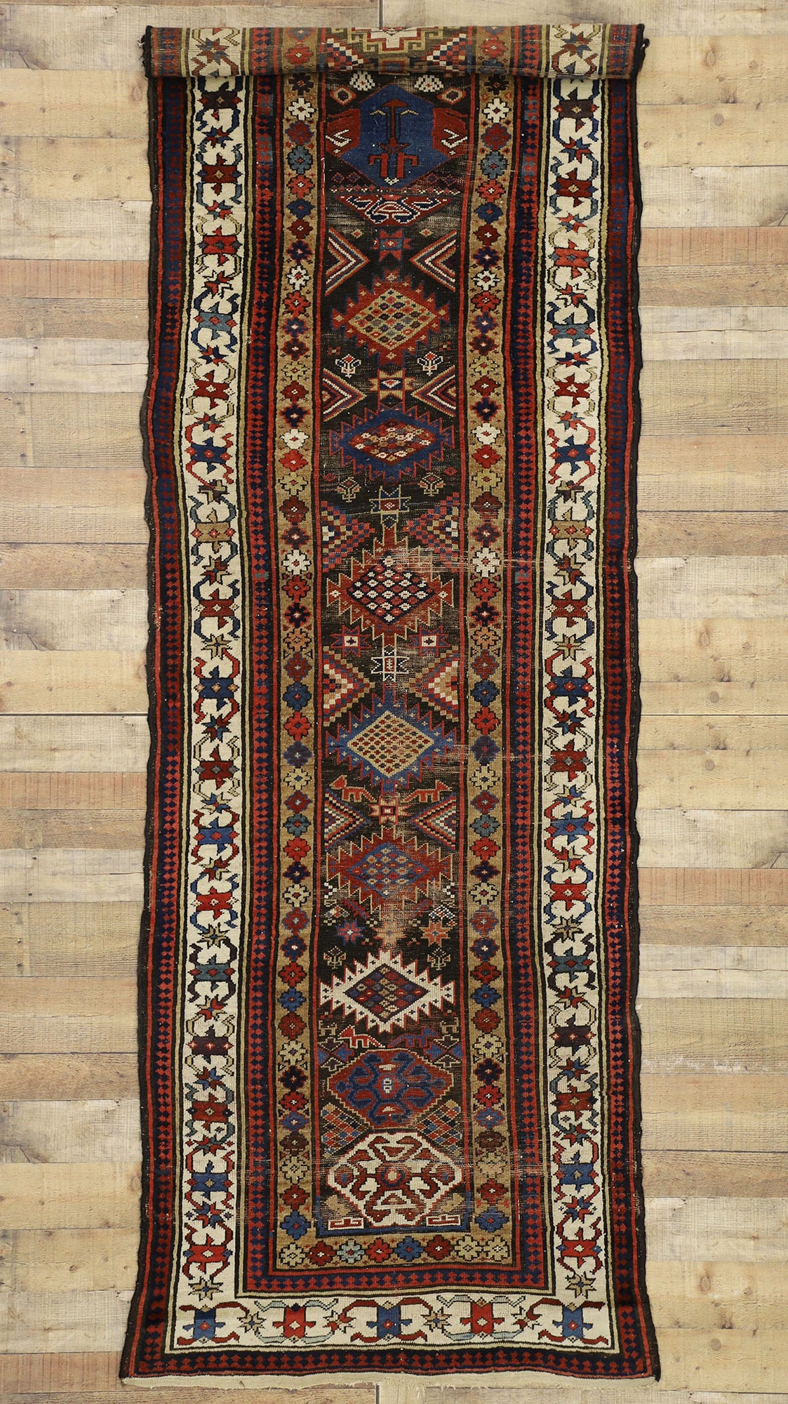 4 x 12 Antique Caucasian Kazak Rug 77059