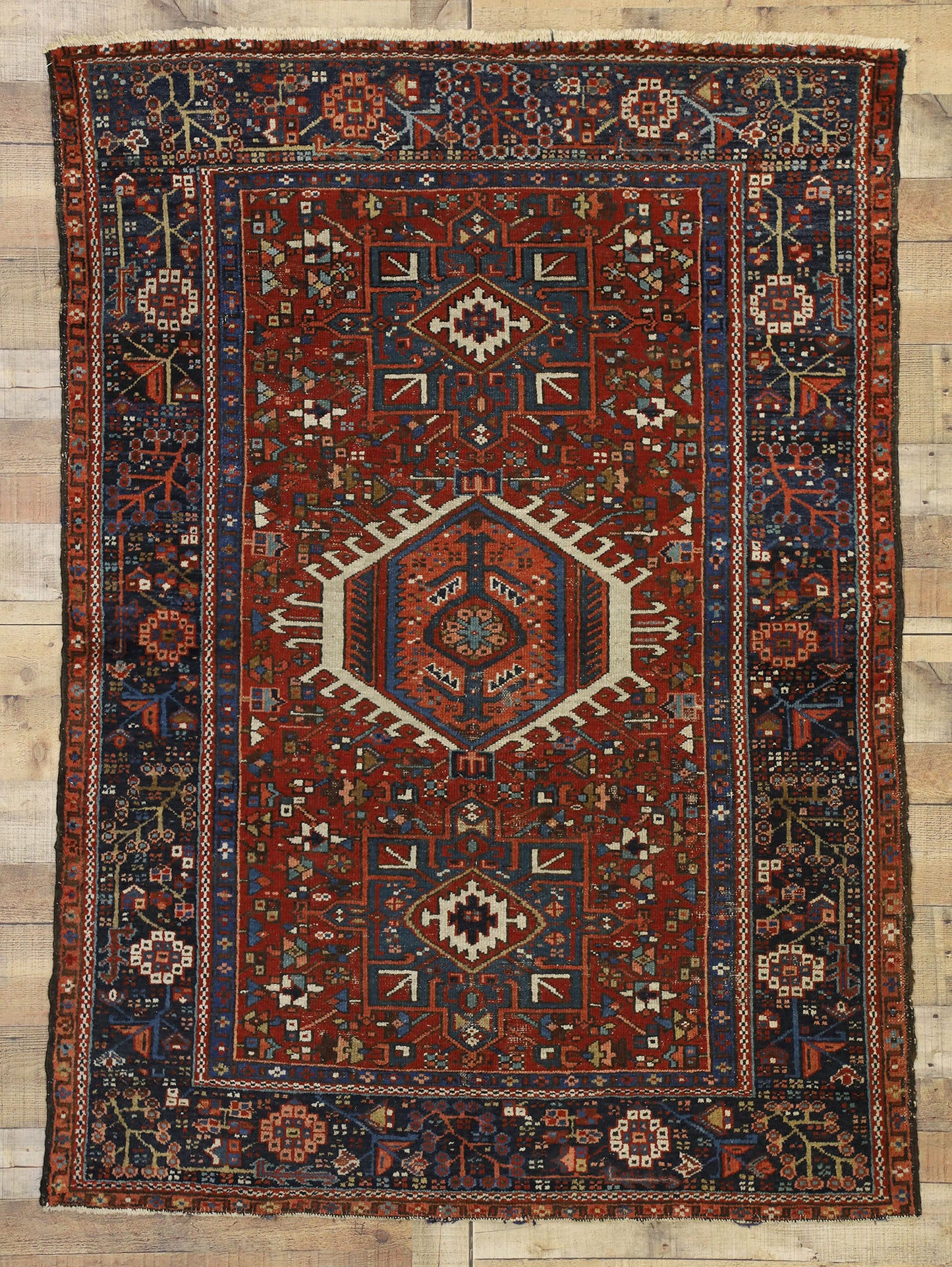 4 x 6 Antique Persian Heriz Rug 77063