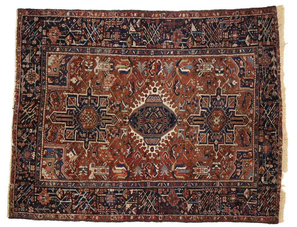 5 x 6 Antique Persian Heriz Rug 77066