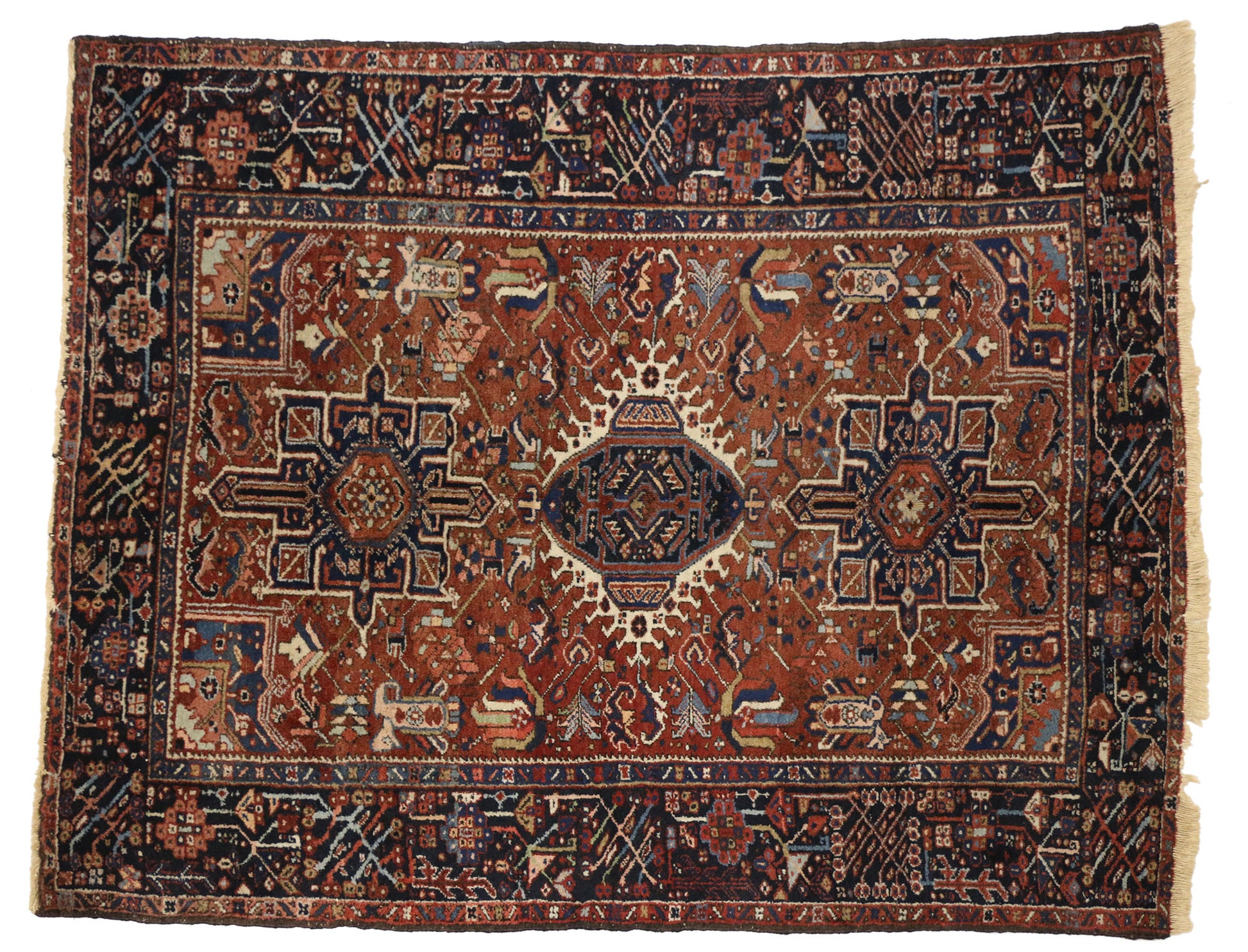 5 x 6 Antique Persian Heriz Rug 77066