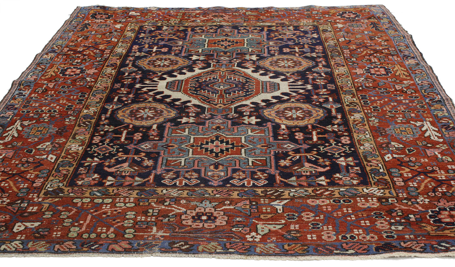 5 x 6 Antique Persian Heriz Rug 77070