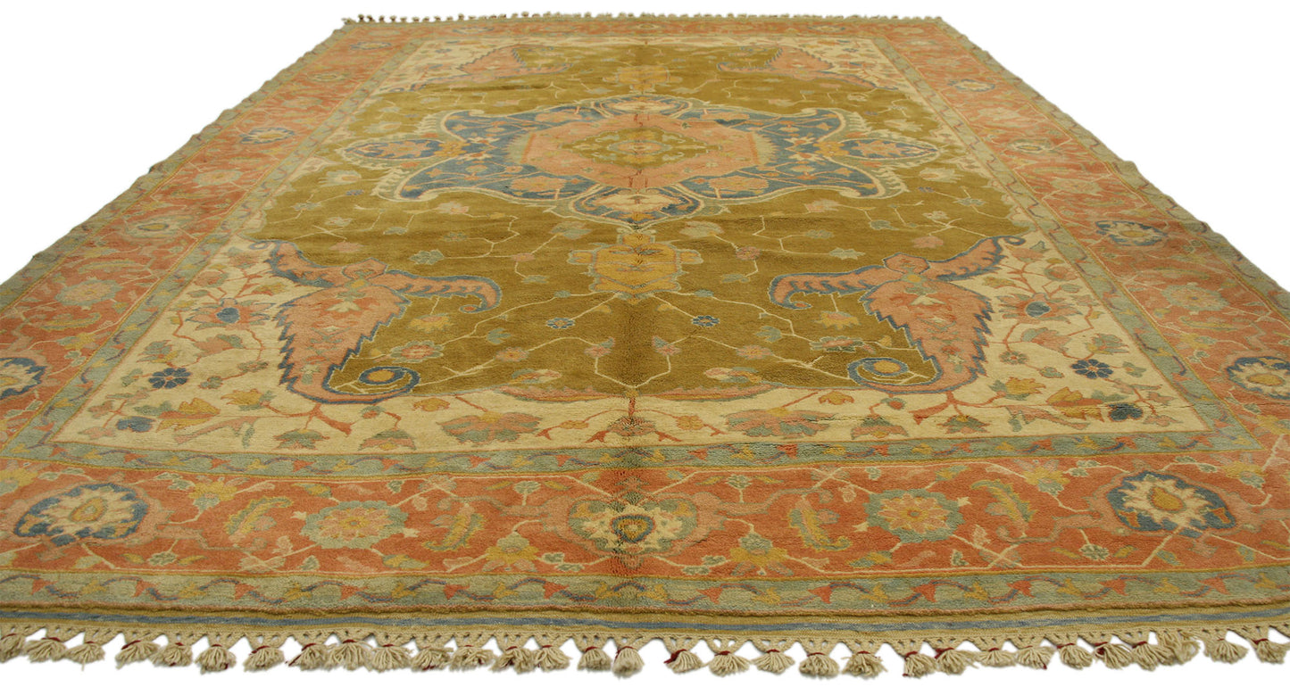 9 x 13 Vintage Turkish Oushak Rug 77127