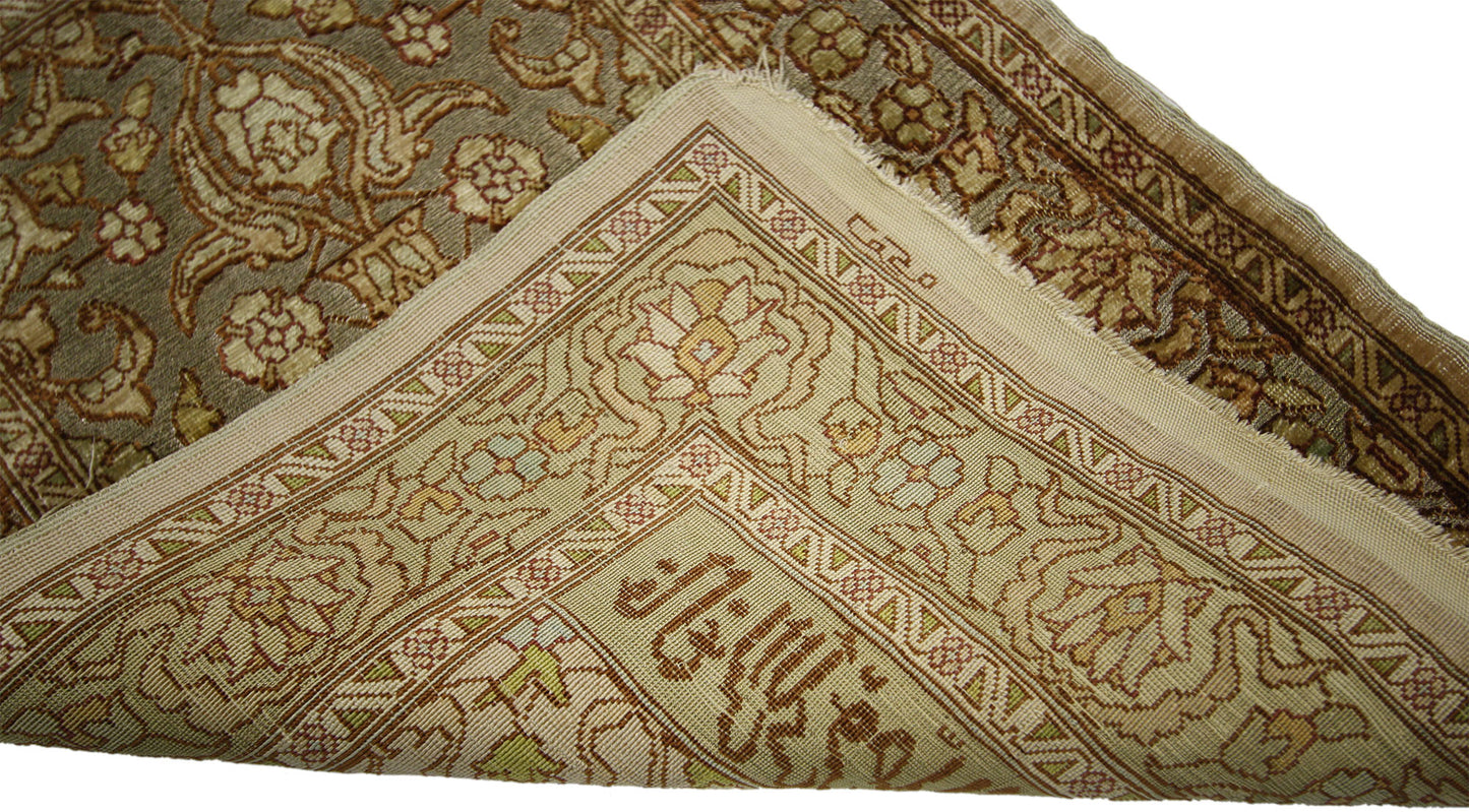 1 x 2 Antique Turkish Silk Hereke Rug 77154