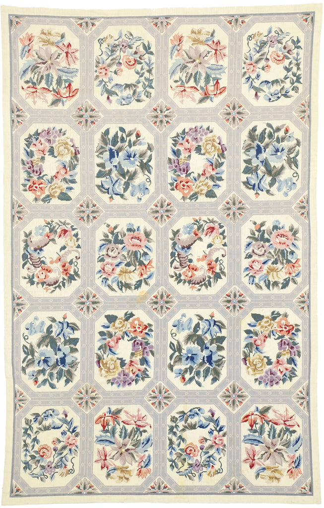 5 x 8 Vintage Floral Needlepoint Rug 77206