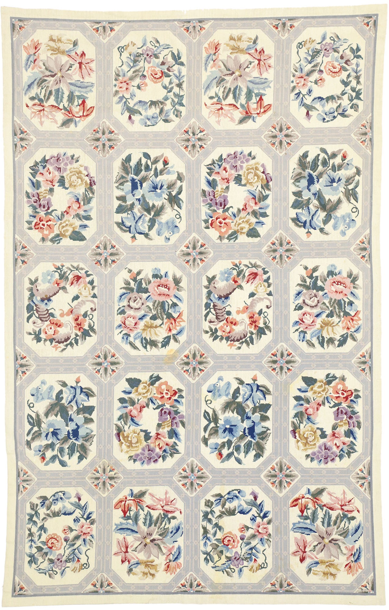 5 x 8 Vintage Floral Needlepoint Rug 77206