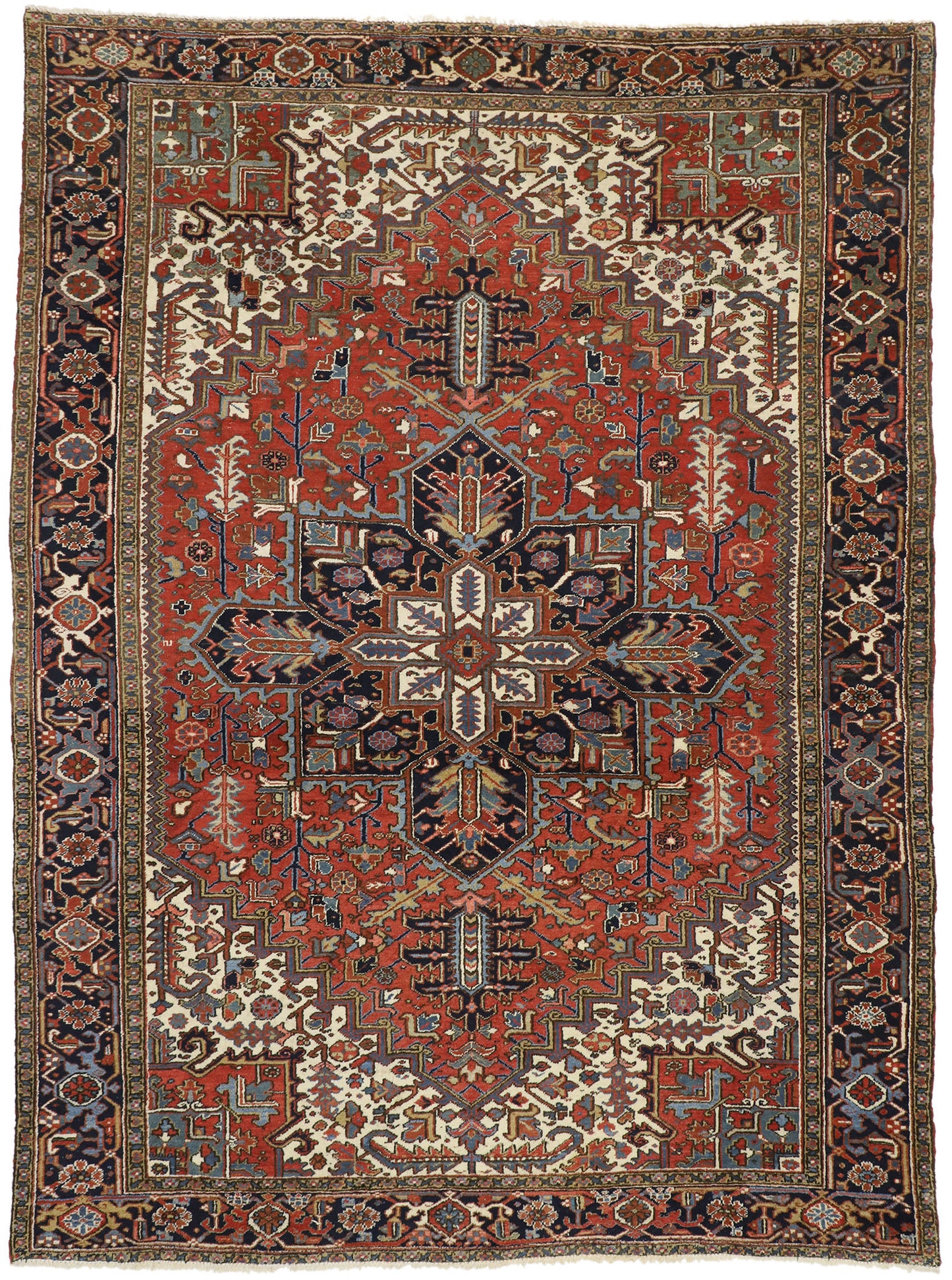9 x 12 Antique Persian Heriz Rug 77228