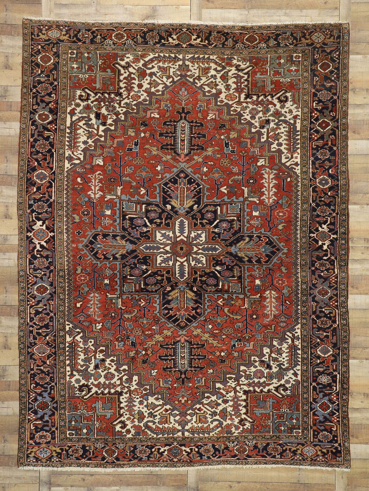 9 x 12 Antique Persian Heriz Rug 77228