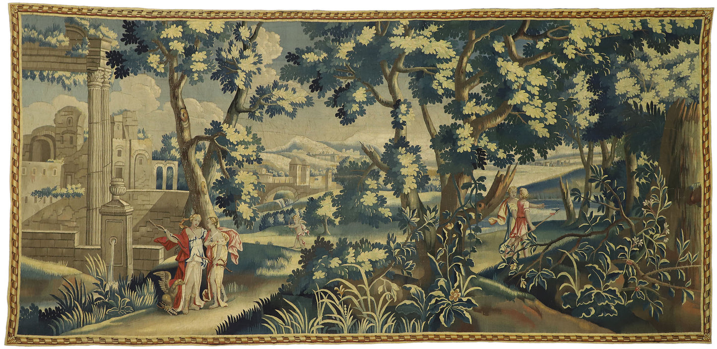 7 x 15 Antique French Verdure Tapestry 77237