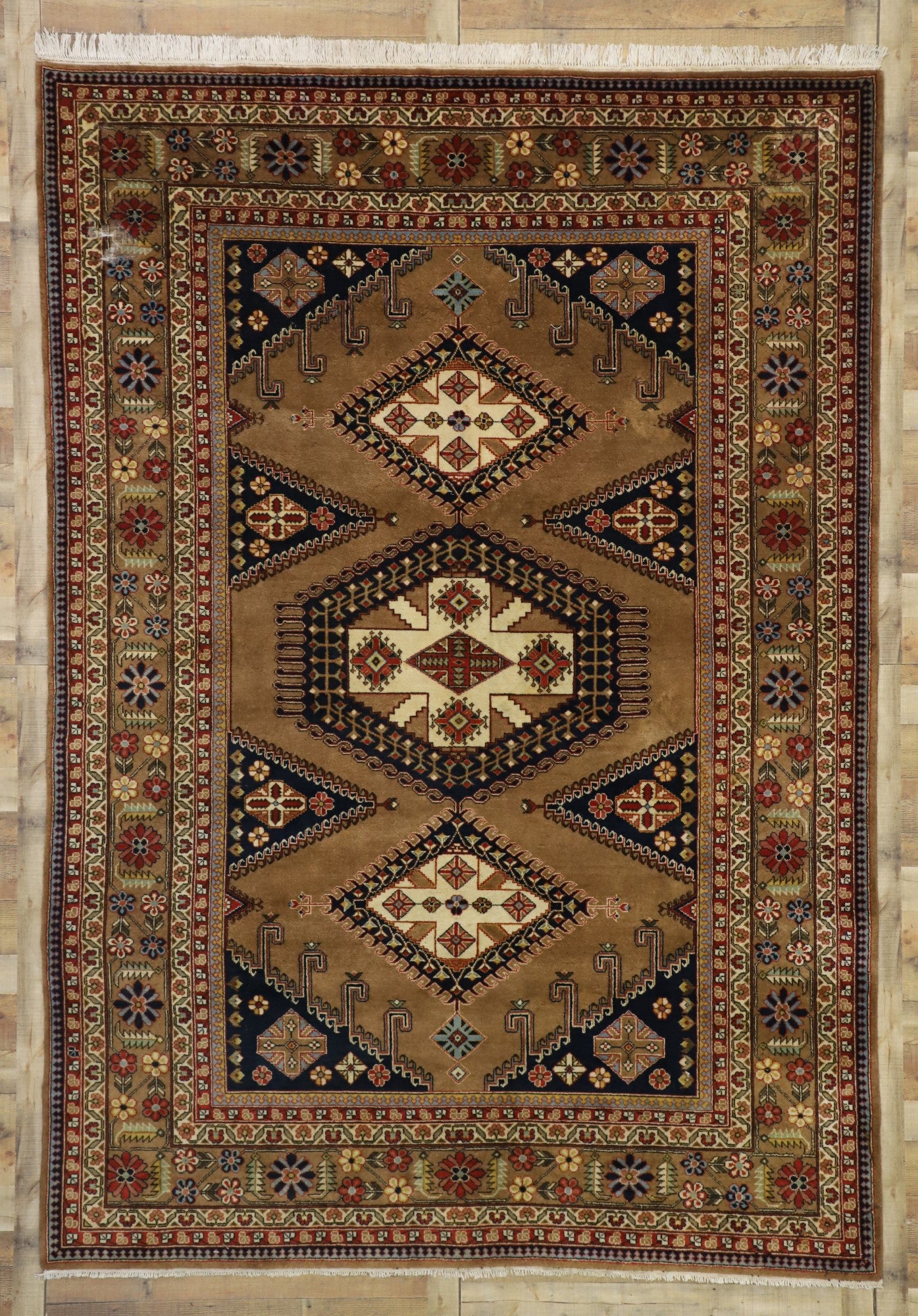 8 x 12 Vintage Romanian Tribal Rug 77299
