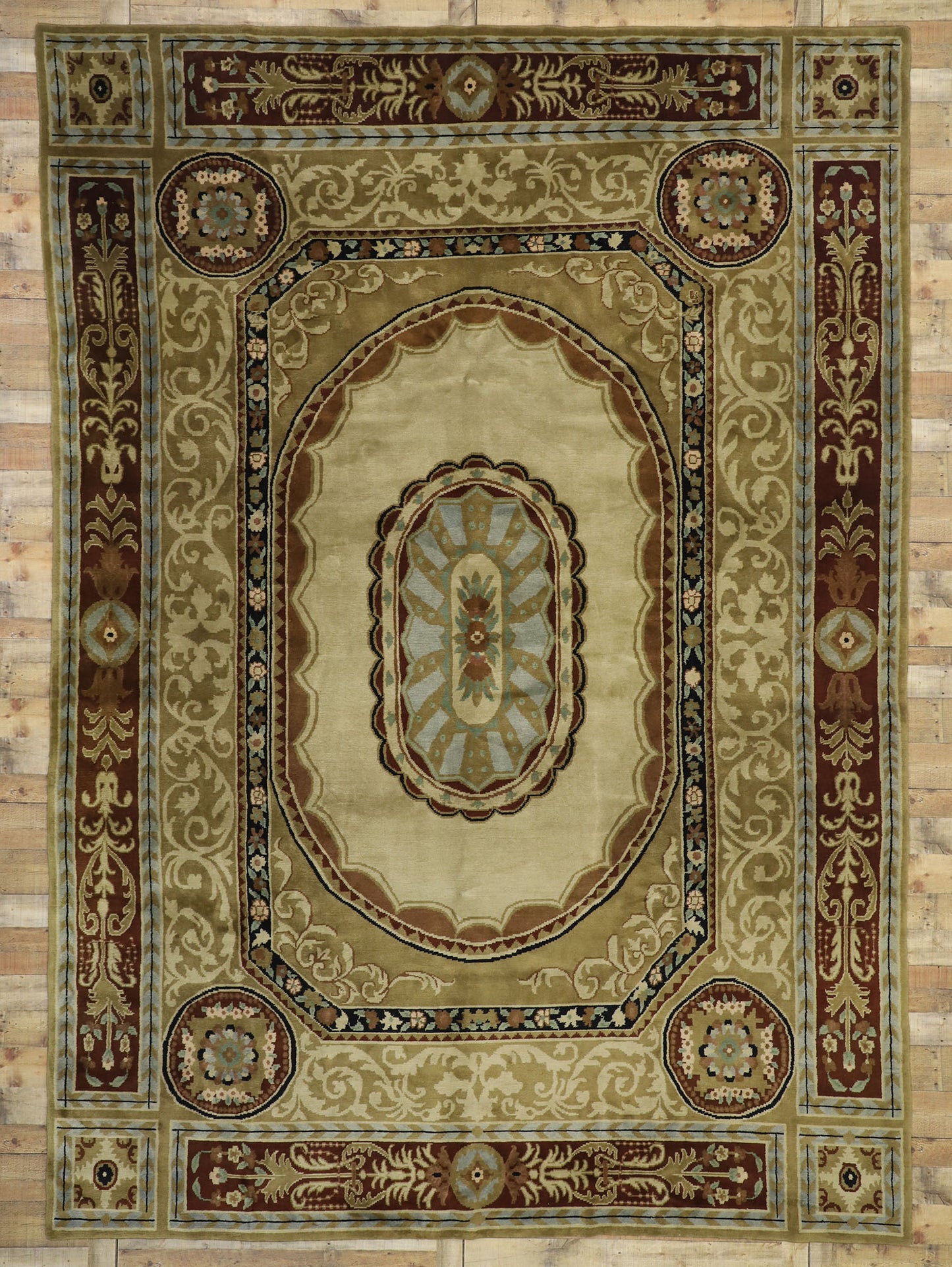 10 x 14 Vintage Savonnerie Tibetan Rug 77314