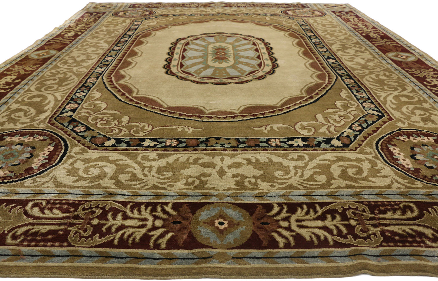 10 x 14 Vintage Savonnerie Tibetan Rug 77314