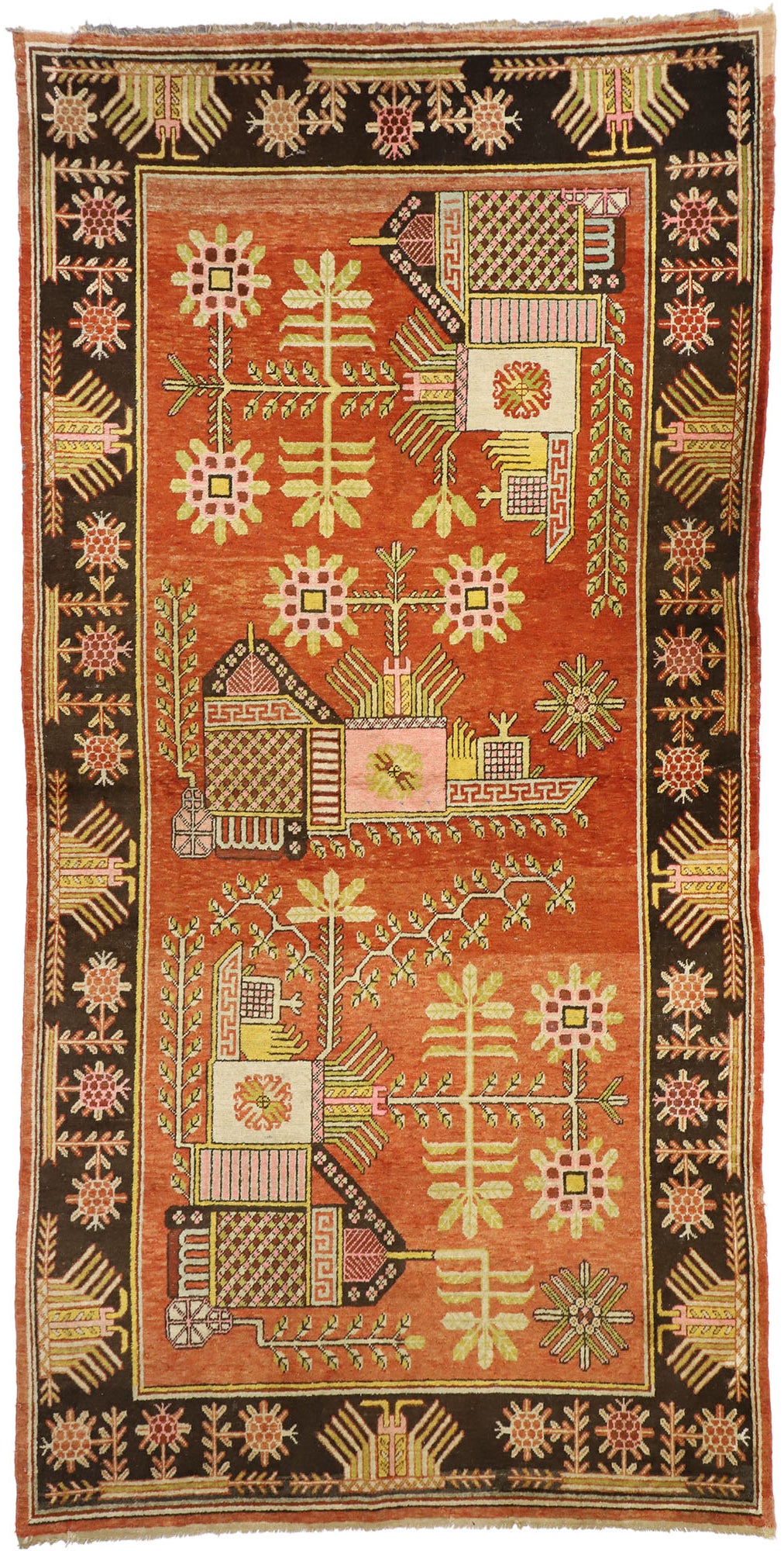 6 x 11 Antique Eastern Turkestan Khotan Rug 77325