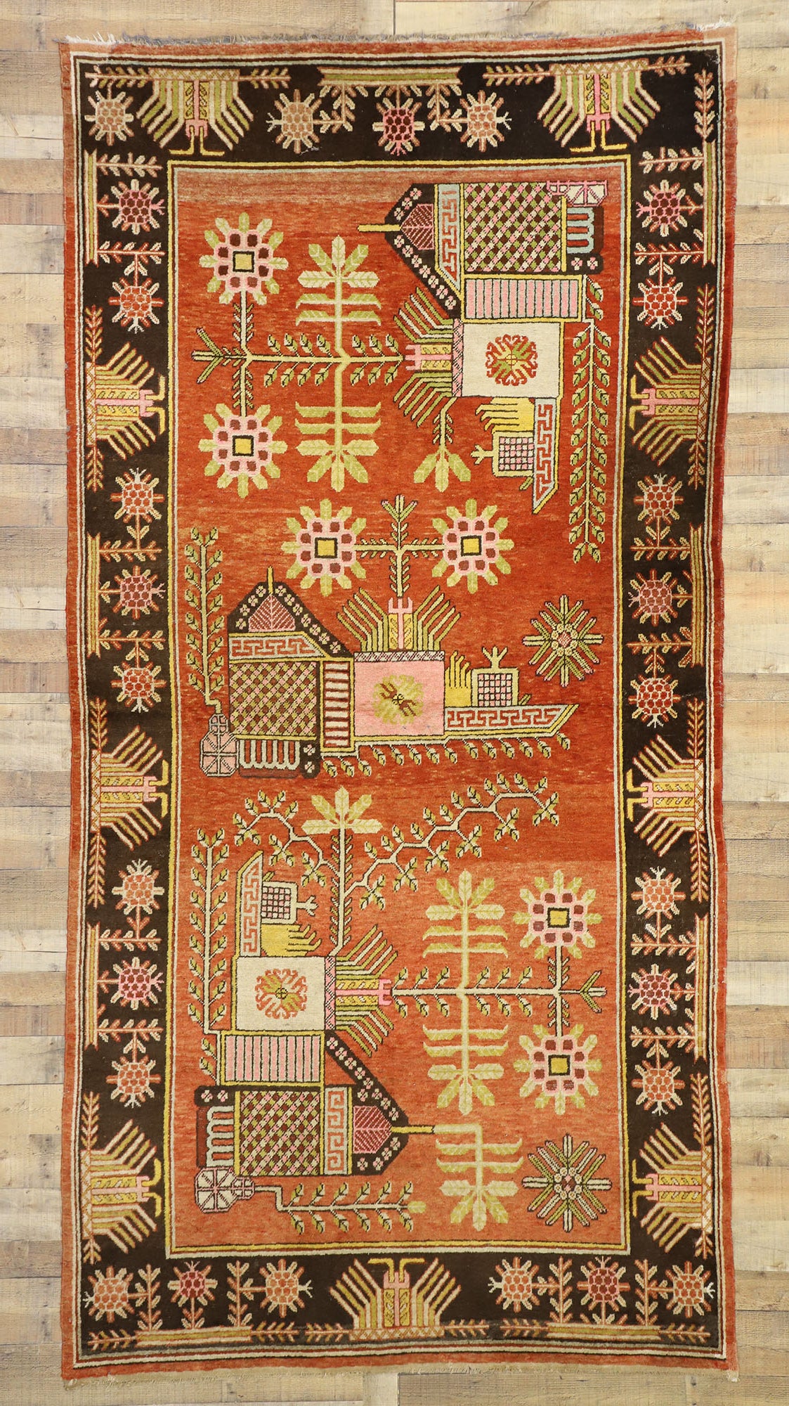 6 x 11 Antique Eastern Turkestan Khotan Rug 77325