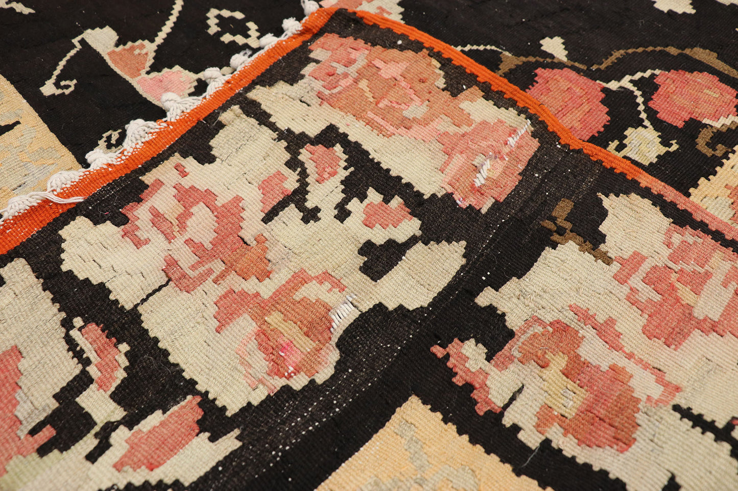 5 x 12 Vintage Turkish Rose Kilim Rug 77346