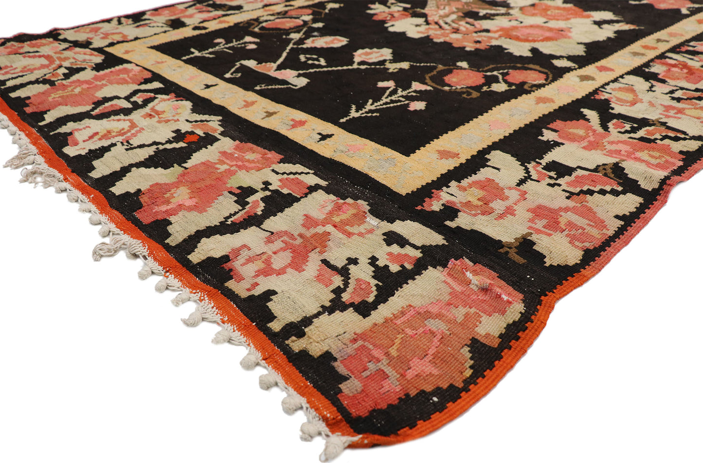 5 x 12 Vintage Turkish Rose Kilim Rug 77346