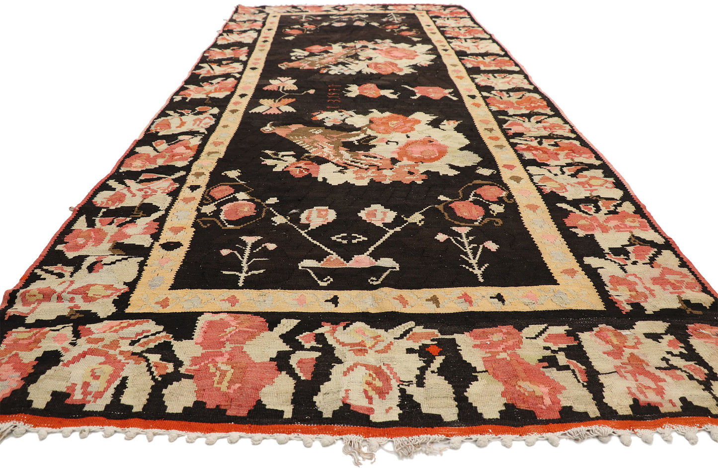 5 x 12 Vintage Turkish Rose Kilim Rug 77346