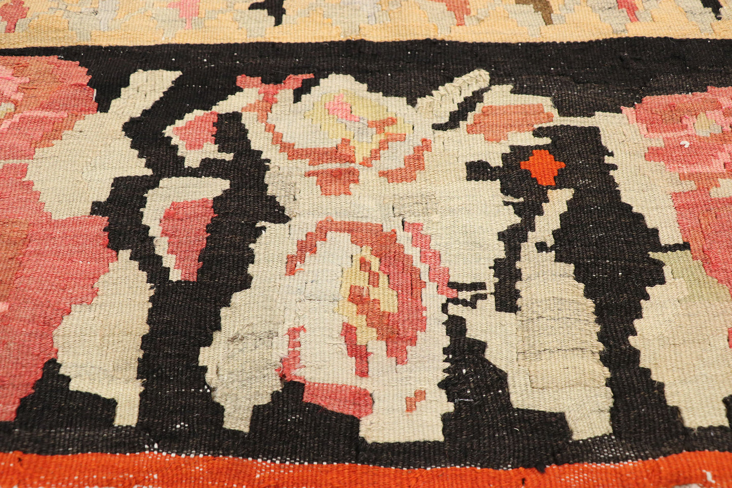 5 x 12 Vintage Turkish Rose Kilim Rug 77346