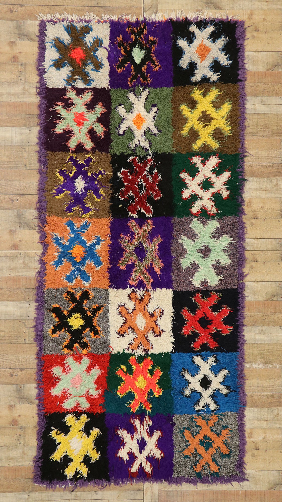 4 x 10 Vintage Moroccan Rag Rug 77356
