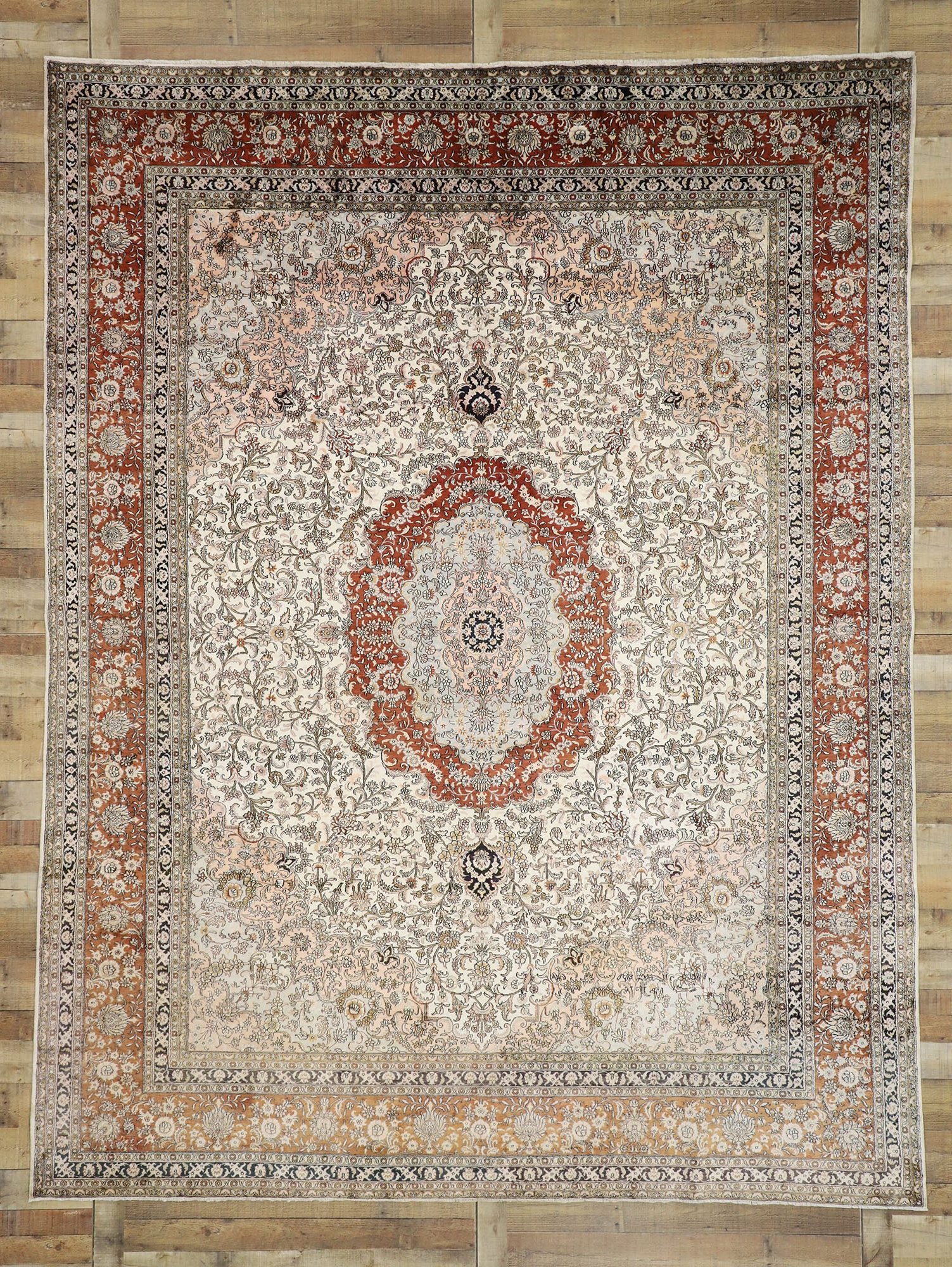 9 x 12 Vintage Chinese Tabriz Silk Rug 77376