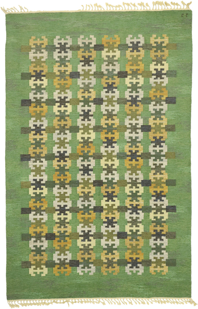 7 x 10 Vintage Swedish Kilim Rug 77401