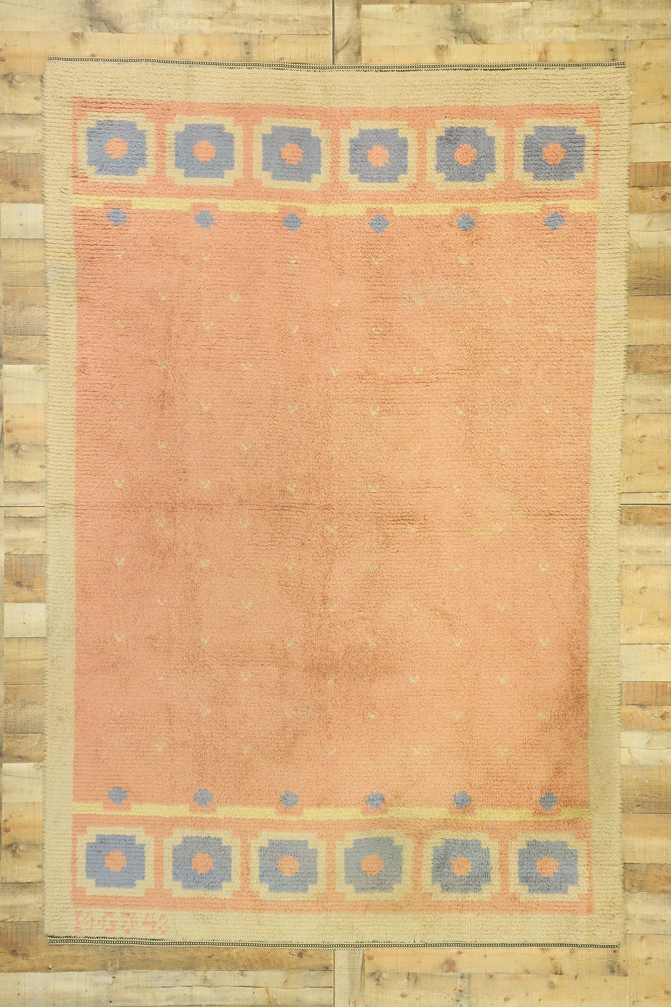 6 x 10 Vintage Swedish Wedding Rya Rug 77402