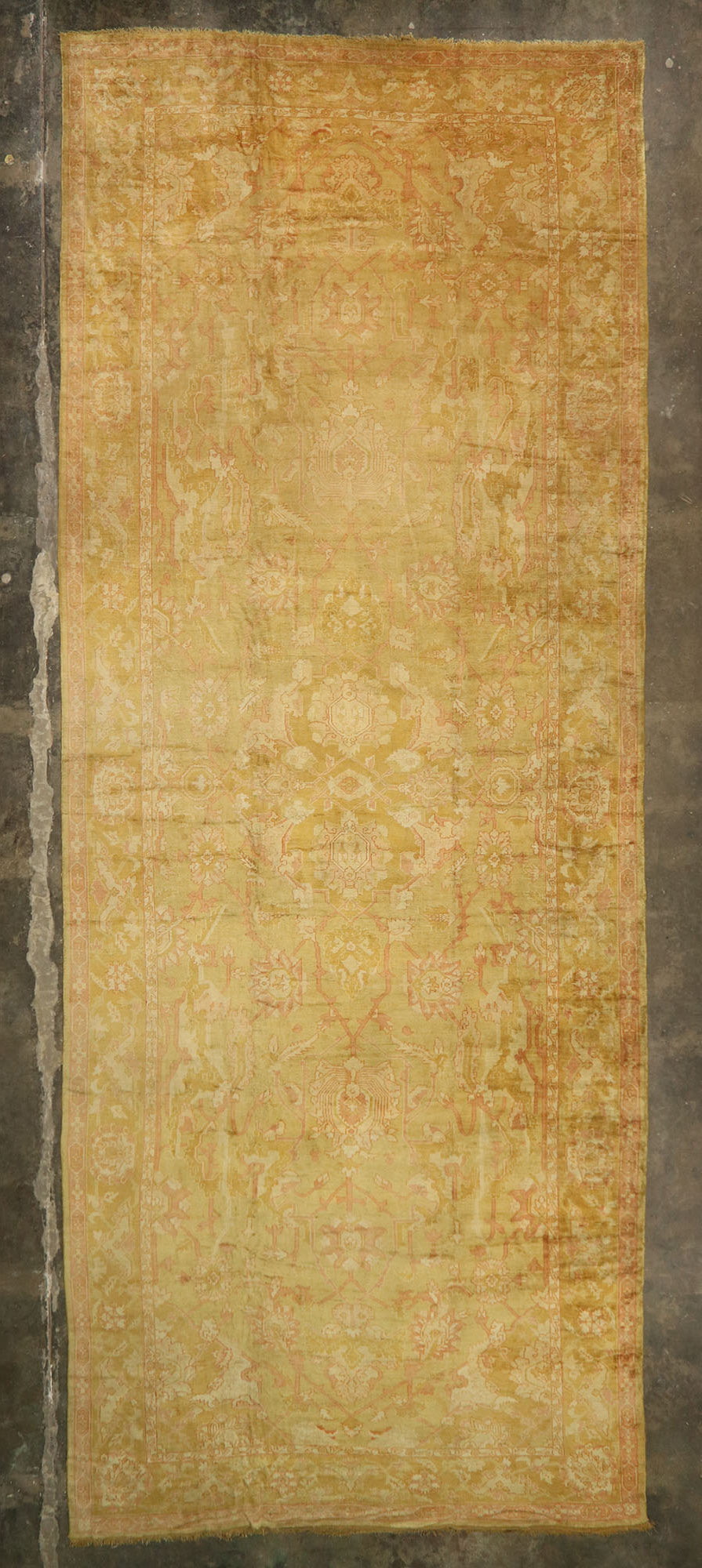 13 x 32 Antique Turkish Oushak Rug 77441