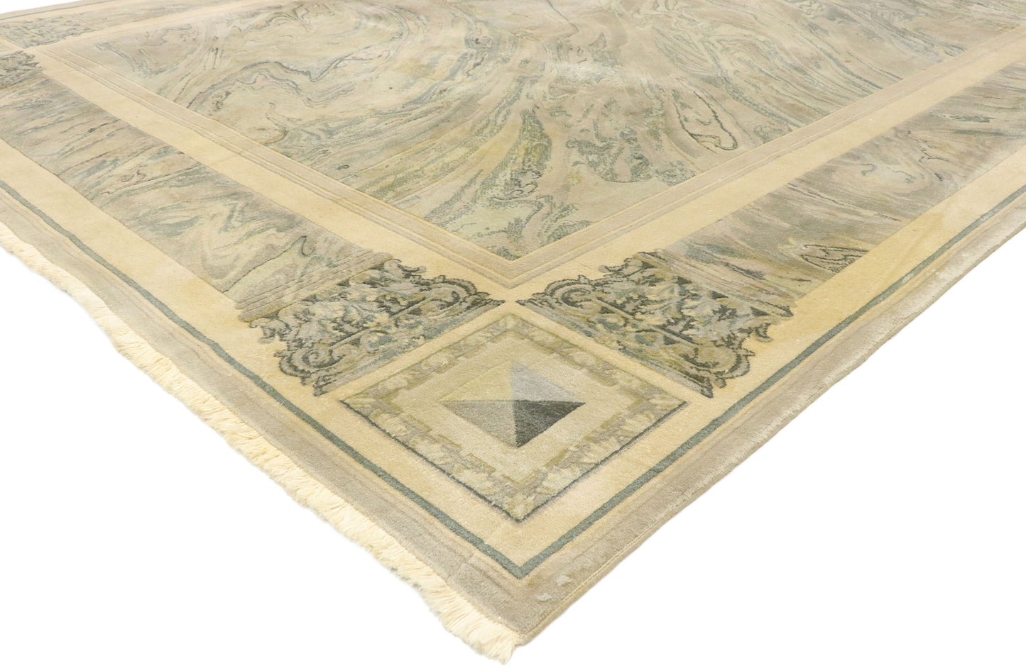 8 x 11 Vintage Chinese Abstract Marble Print Rug 77455