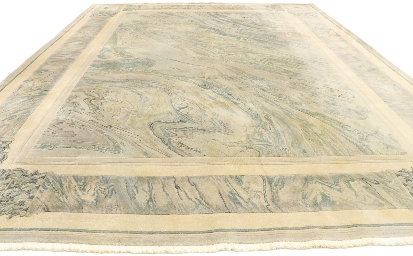 8 x 11 Vintage Chinese Abstract Marble Print Rug 77455