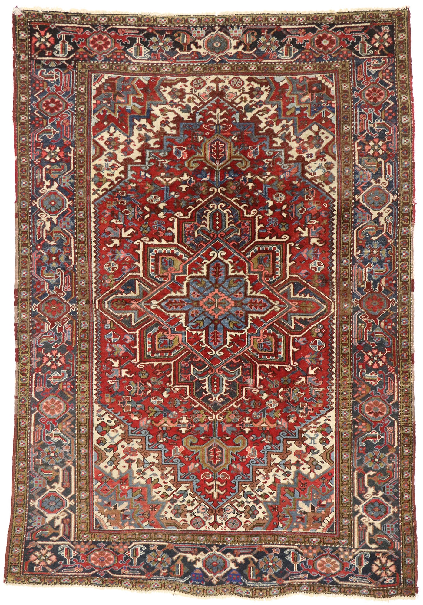 6 x 9 Antique Persian Heriz Rug 77456