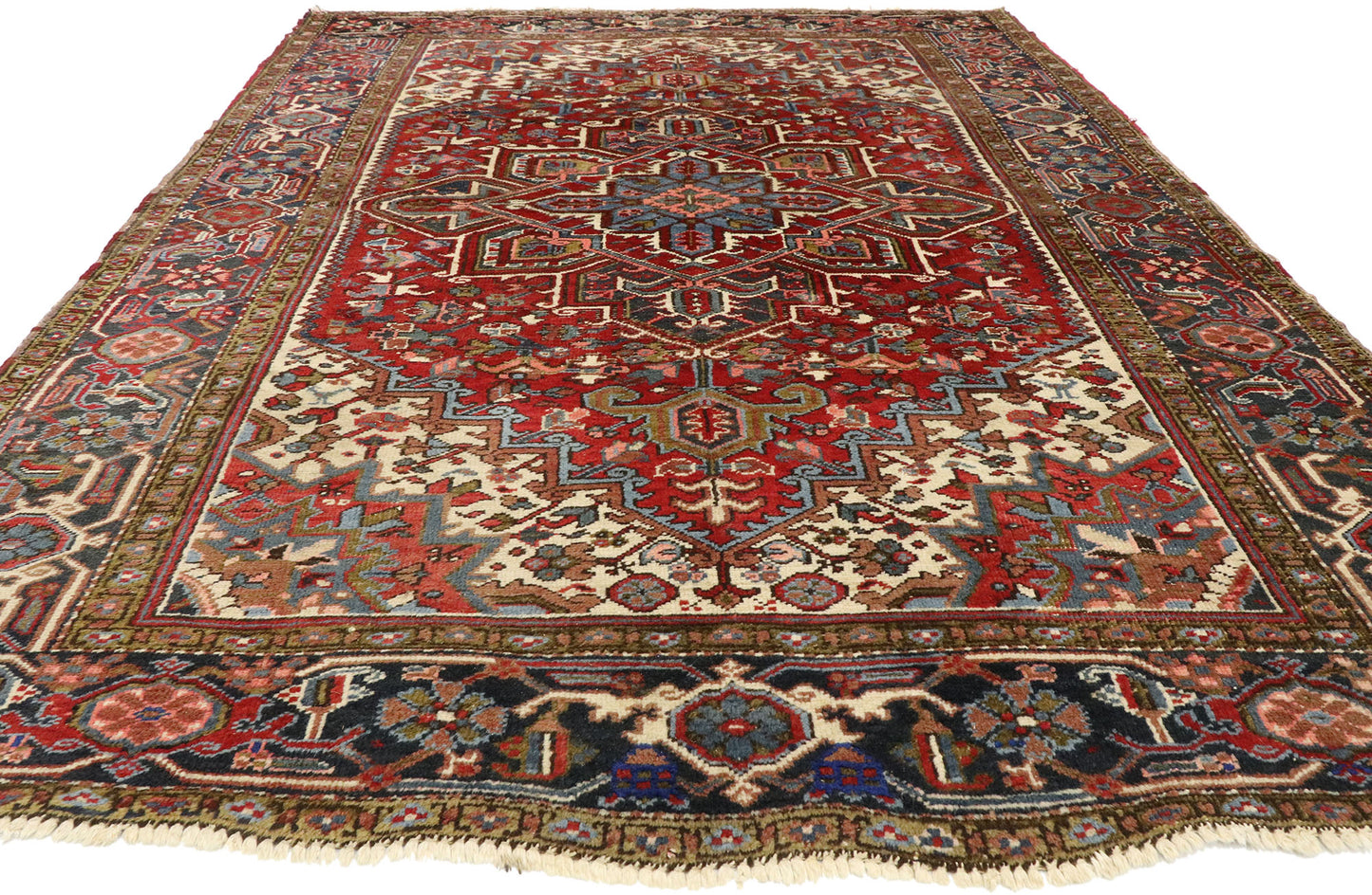 6 x 9 Antique Persian Heriz Rug 77456