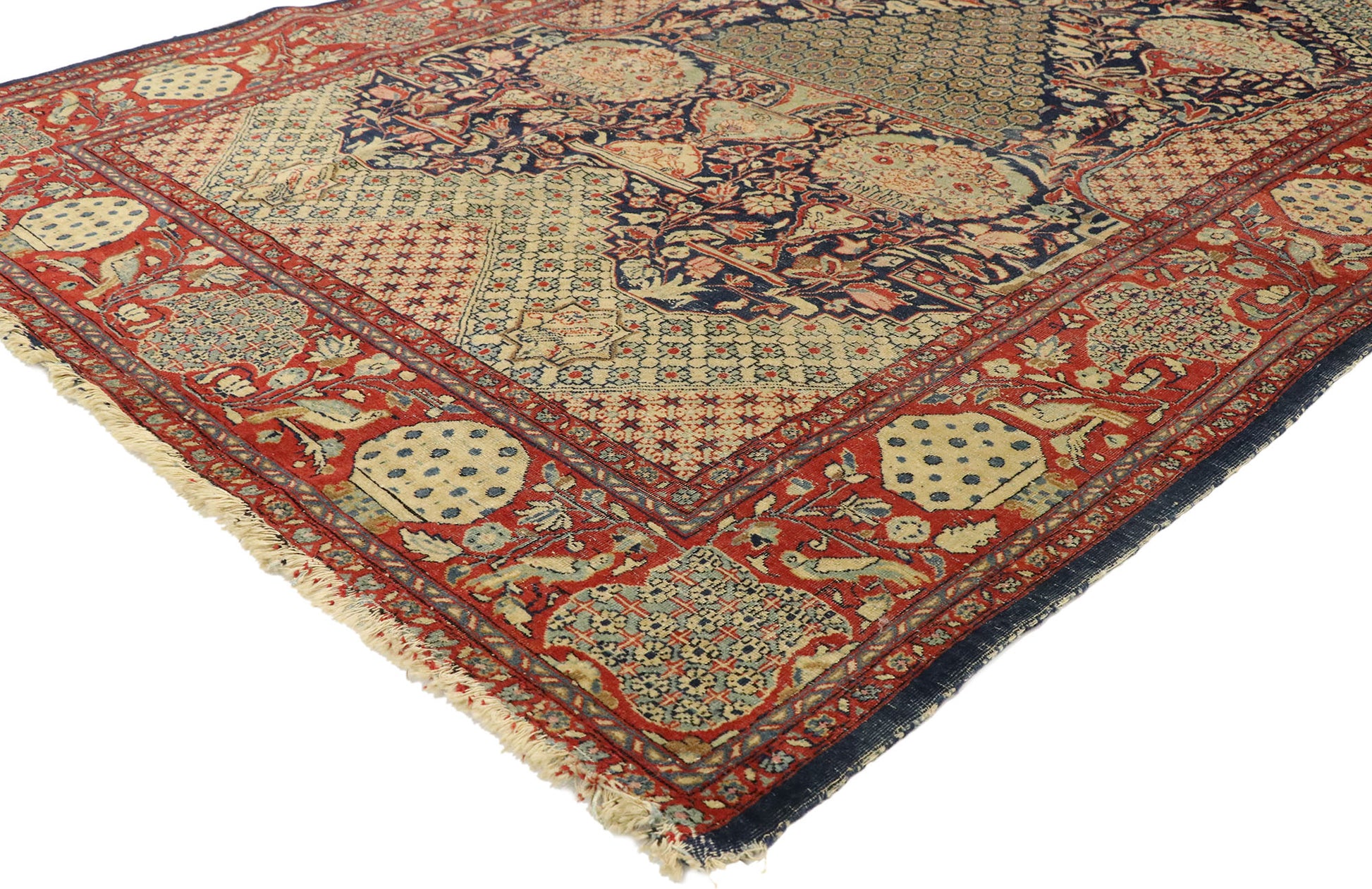 5 x 6 Antique Persian Kashan Mille-fleurs Prayer Rug 77461