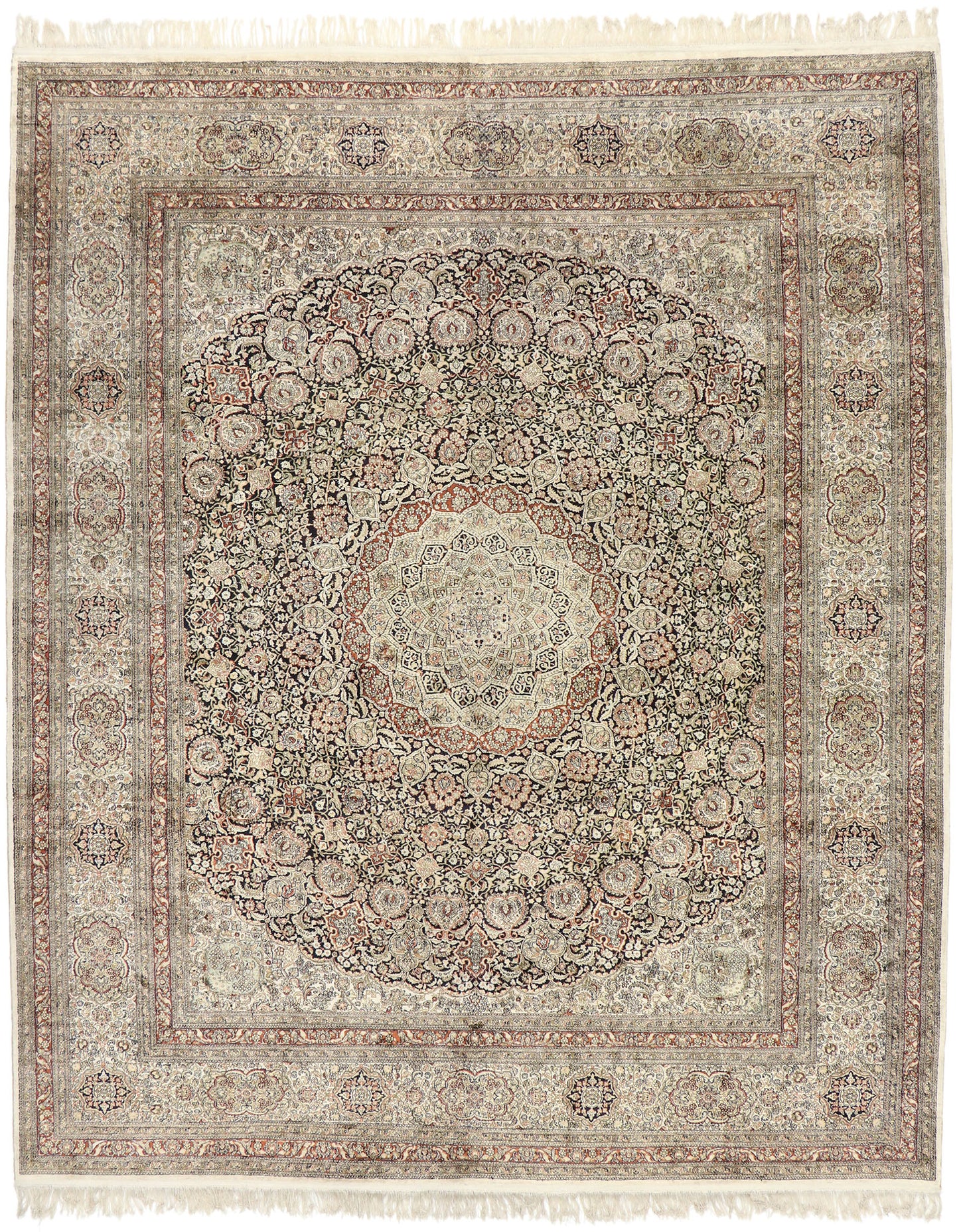 9 x 10 Vintage Turkish Silk Hereke Rug 77475