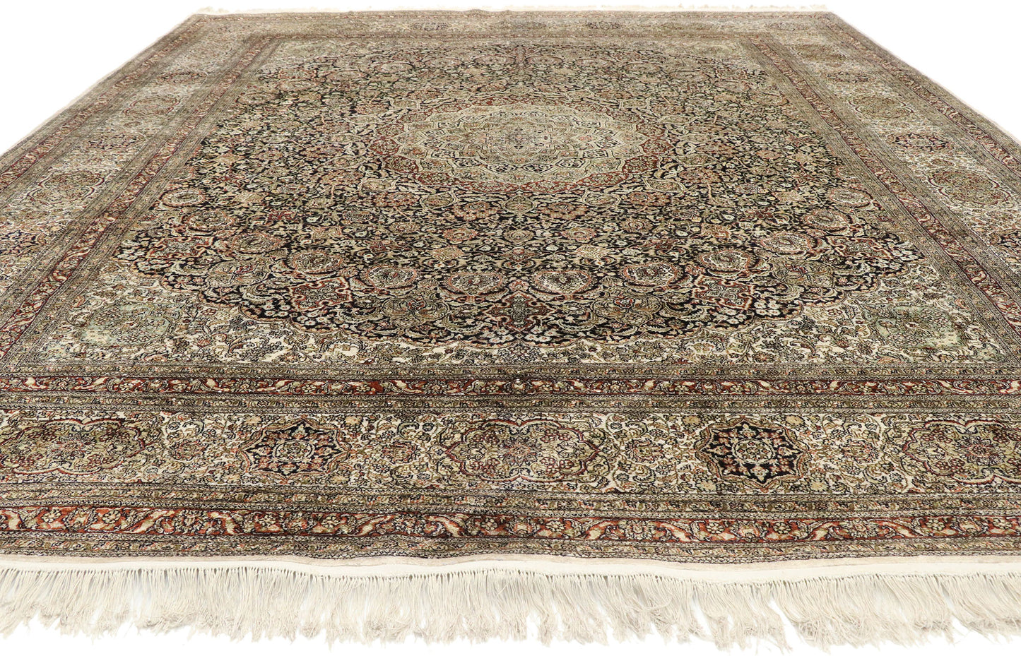 9 x 10 Vintage Turkish Silk Hereke Rug 77475