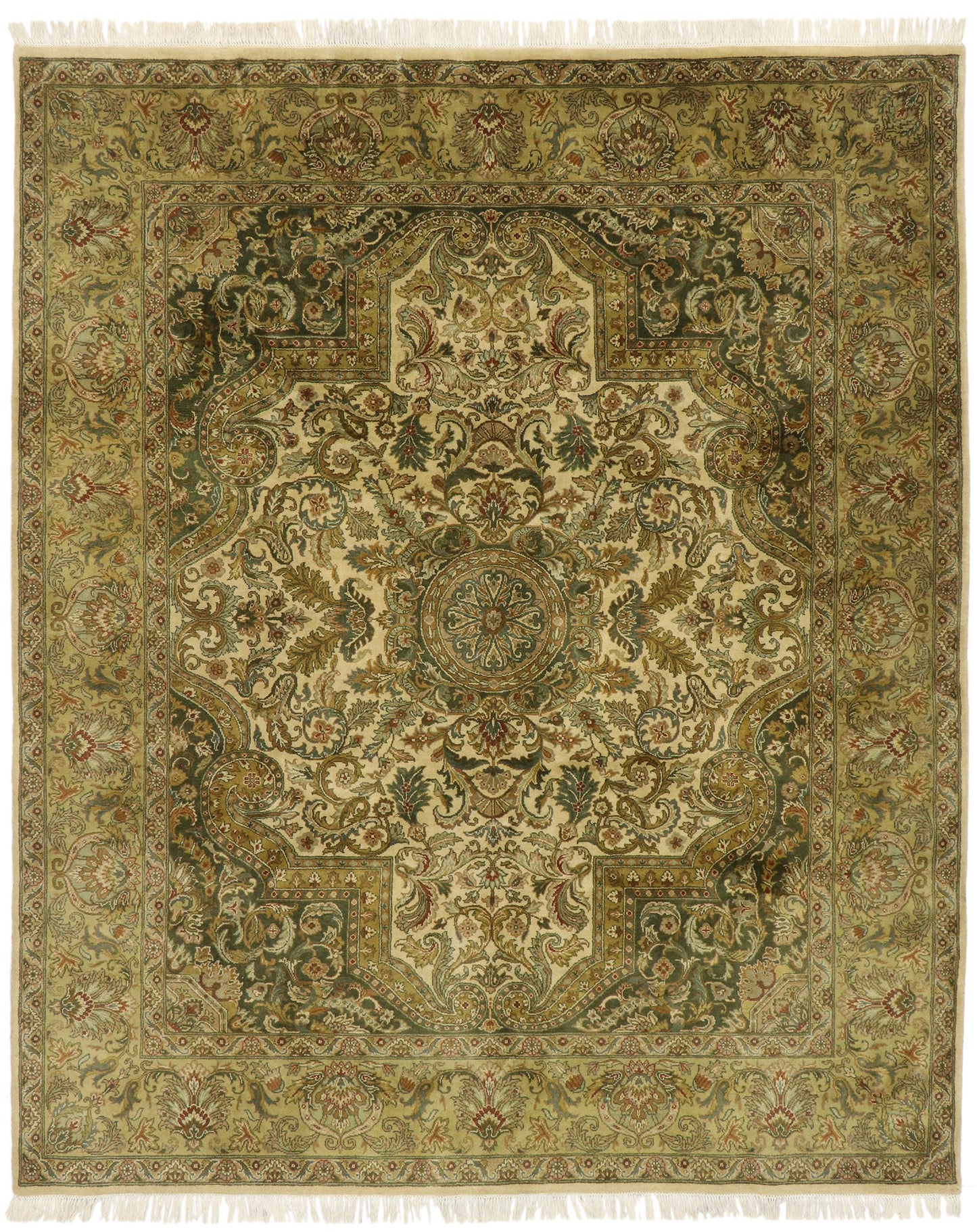 8 x 10 Vintage Indian Botanical Rug 77479