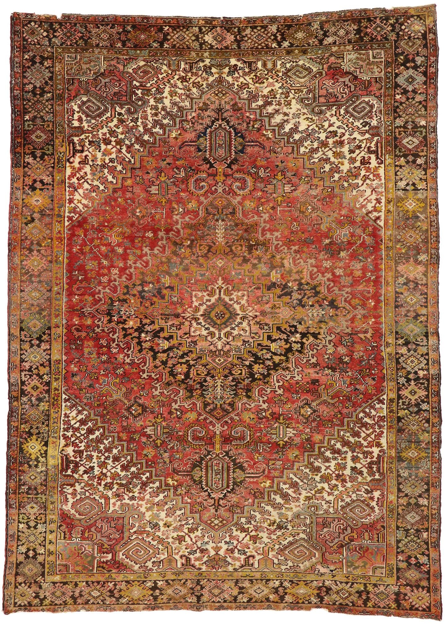 9 x 13 Antique Persian Heriz Rug 77483
