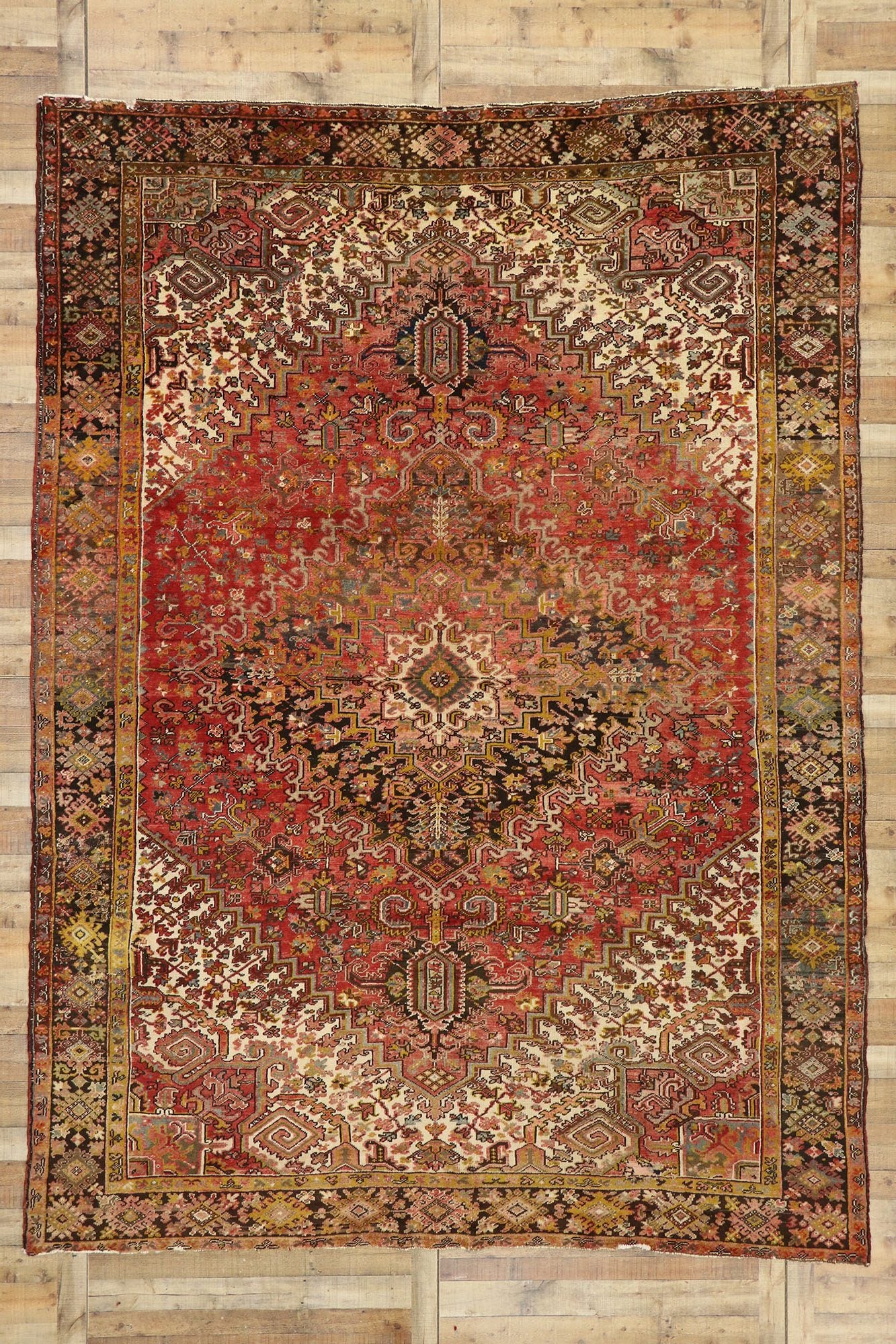 9 x 13 Antique Persian Heriz Rug 77483