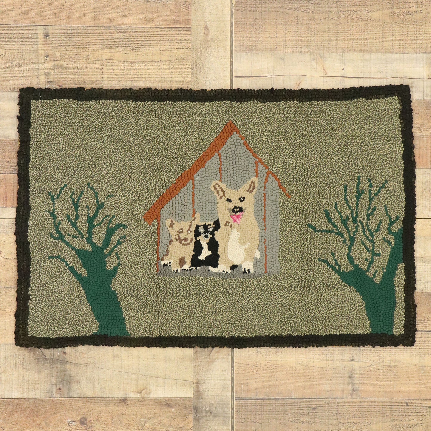 2 x 3 Vintage American Hooked Rug 77486
