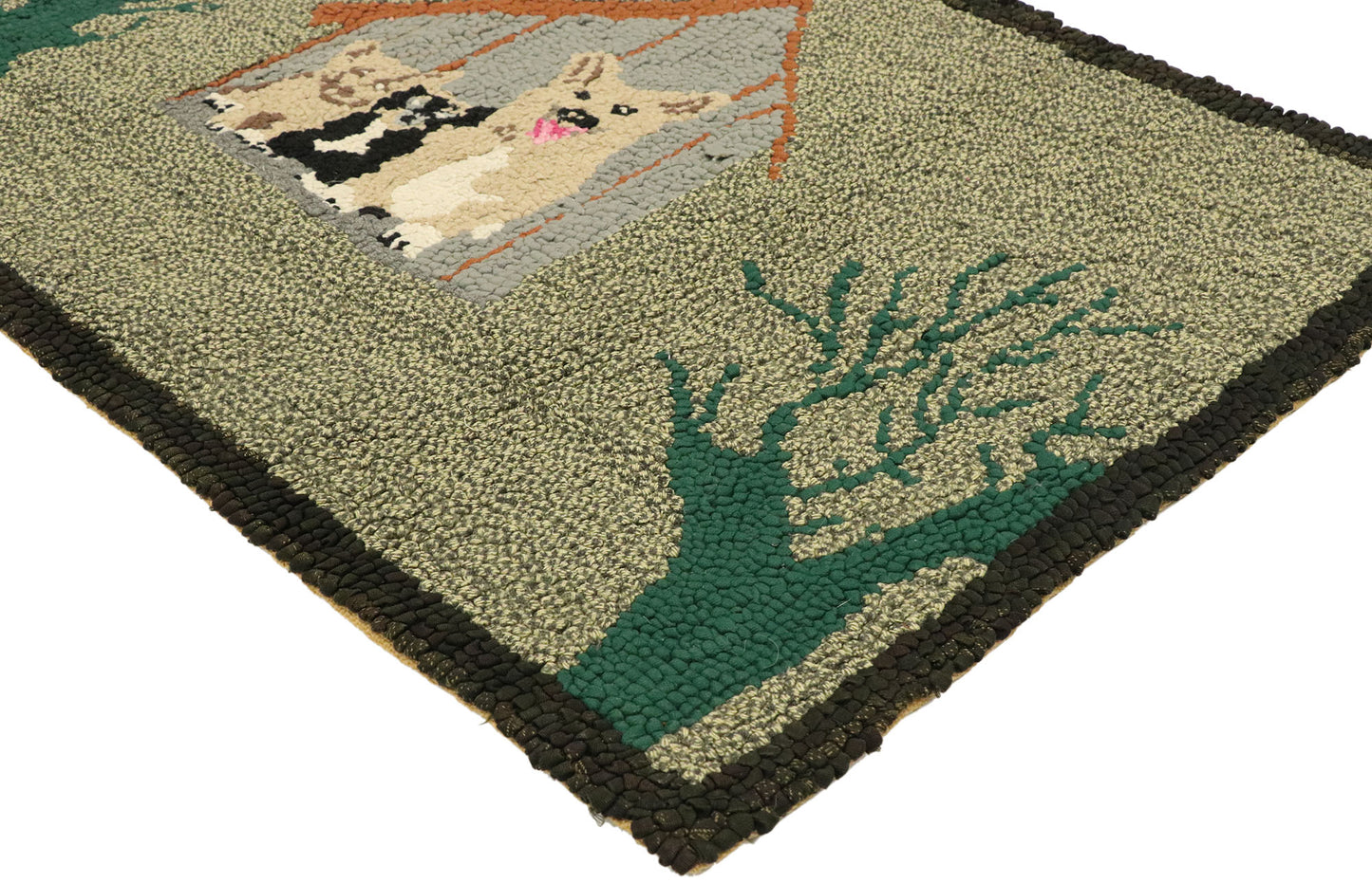 2 x 3 Vintage American Hooked Rug 77486