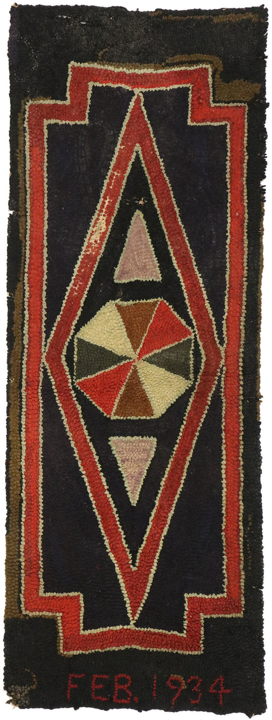 2 x 4 Antique American Hooked Rug 77502