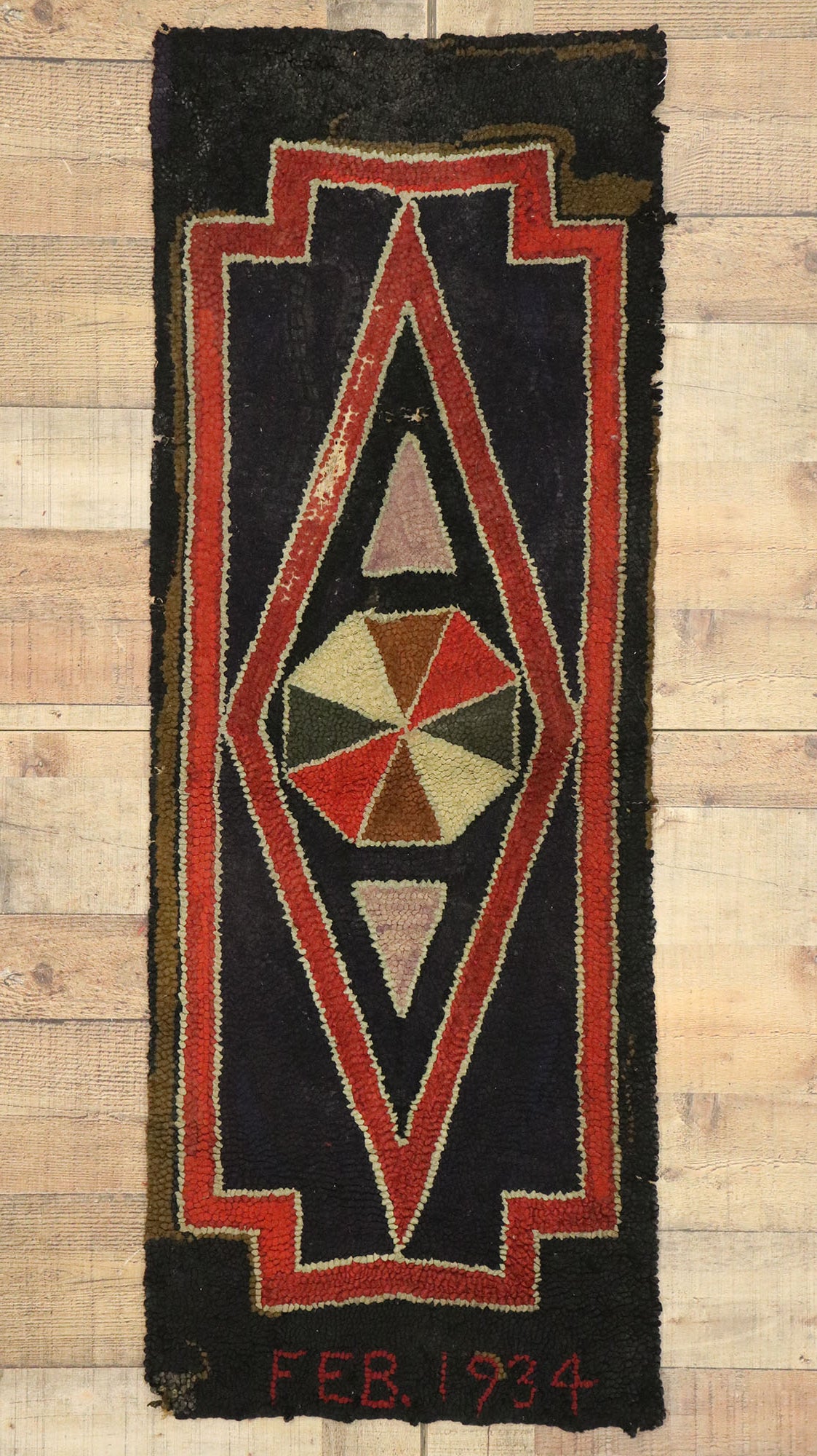 2 x 4 Antique American Hooked Rug 77502