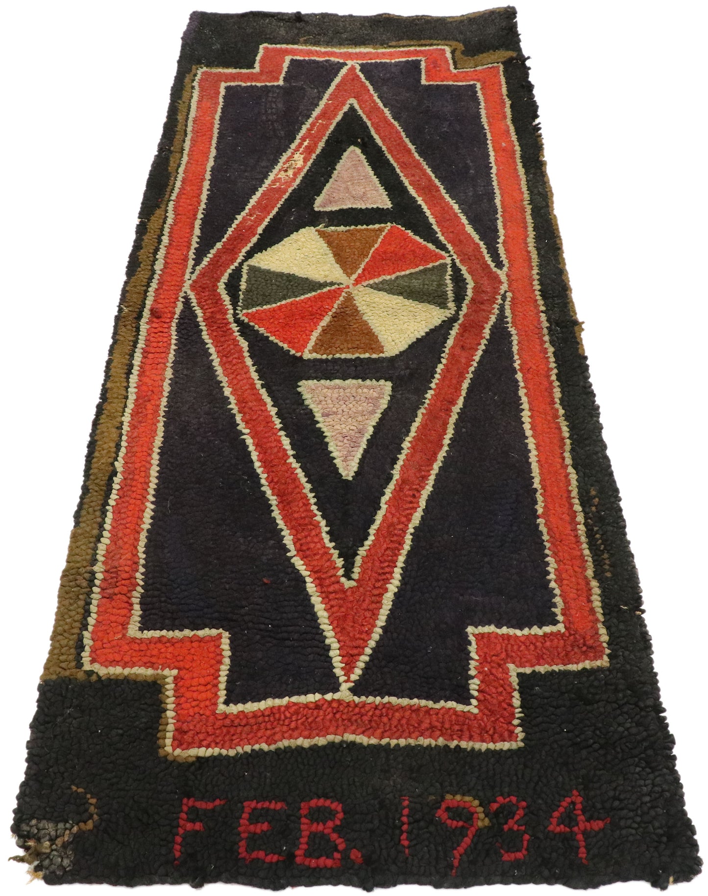 2 x 4 Antique American Hooked Rug 77502