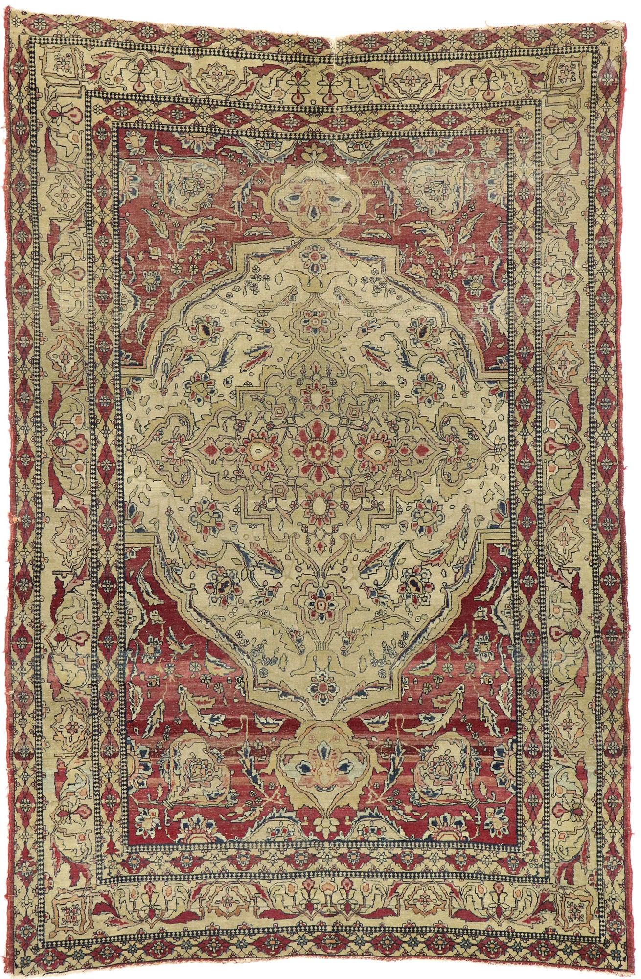 4 x 6 Distressed Antique Persian Kerman Rug 77515