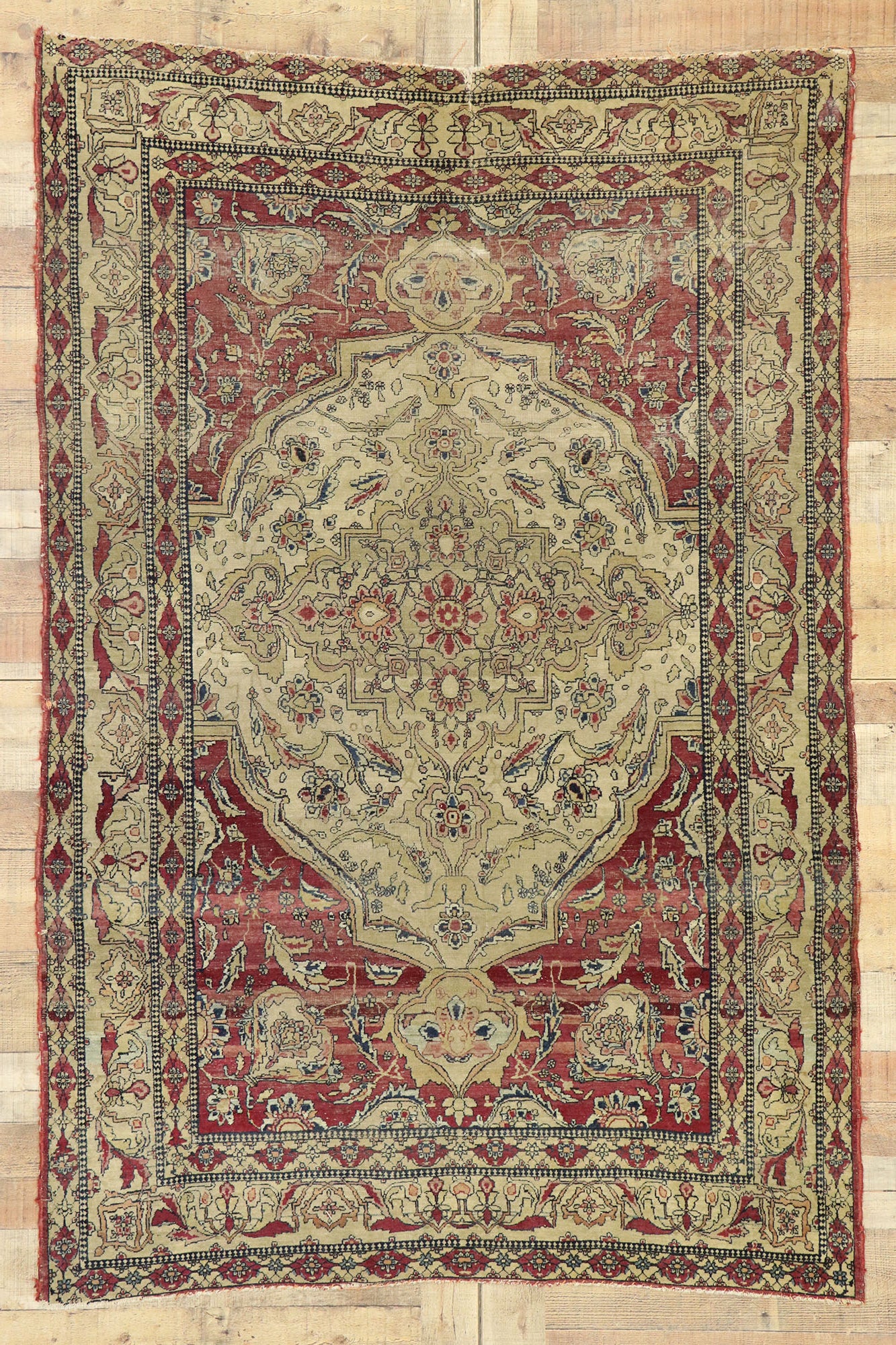 4 x 6 Distressed Antique Persian Kerman Rug 77515