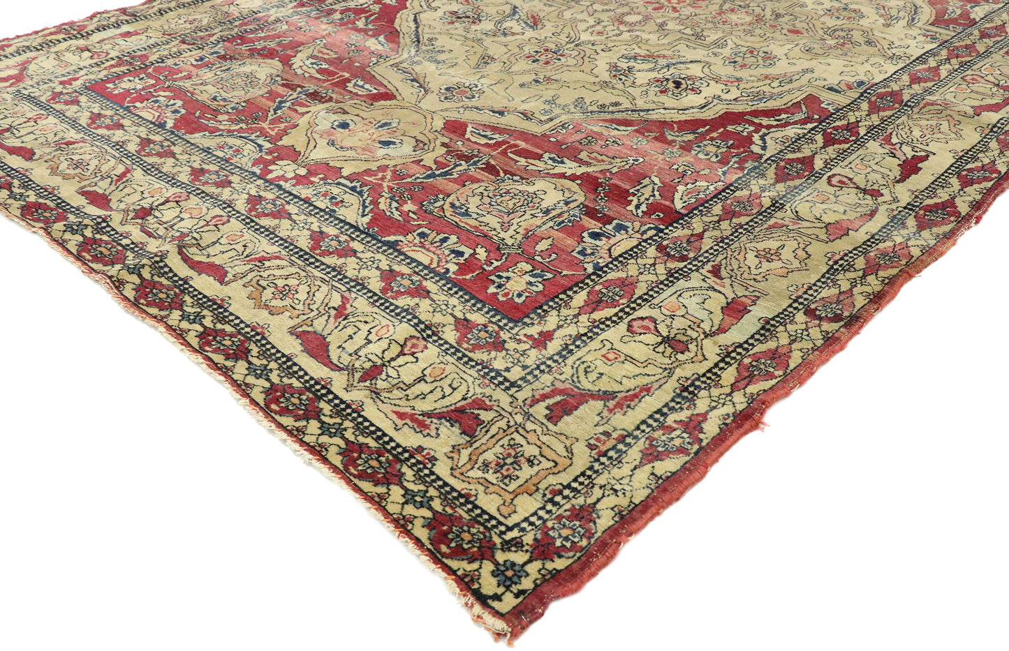 4 x 6 Distressed Antique Persian Kerman Rug 77515