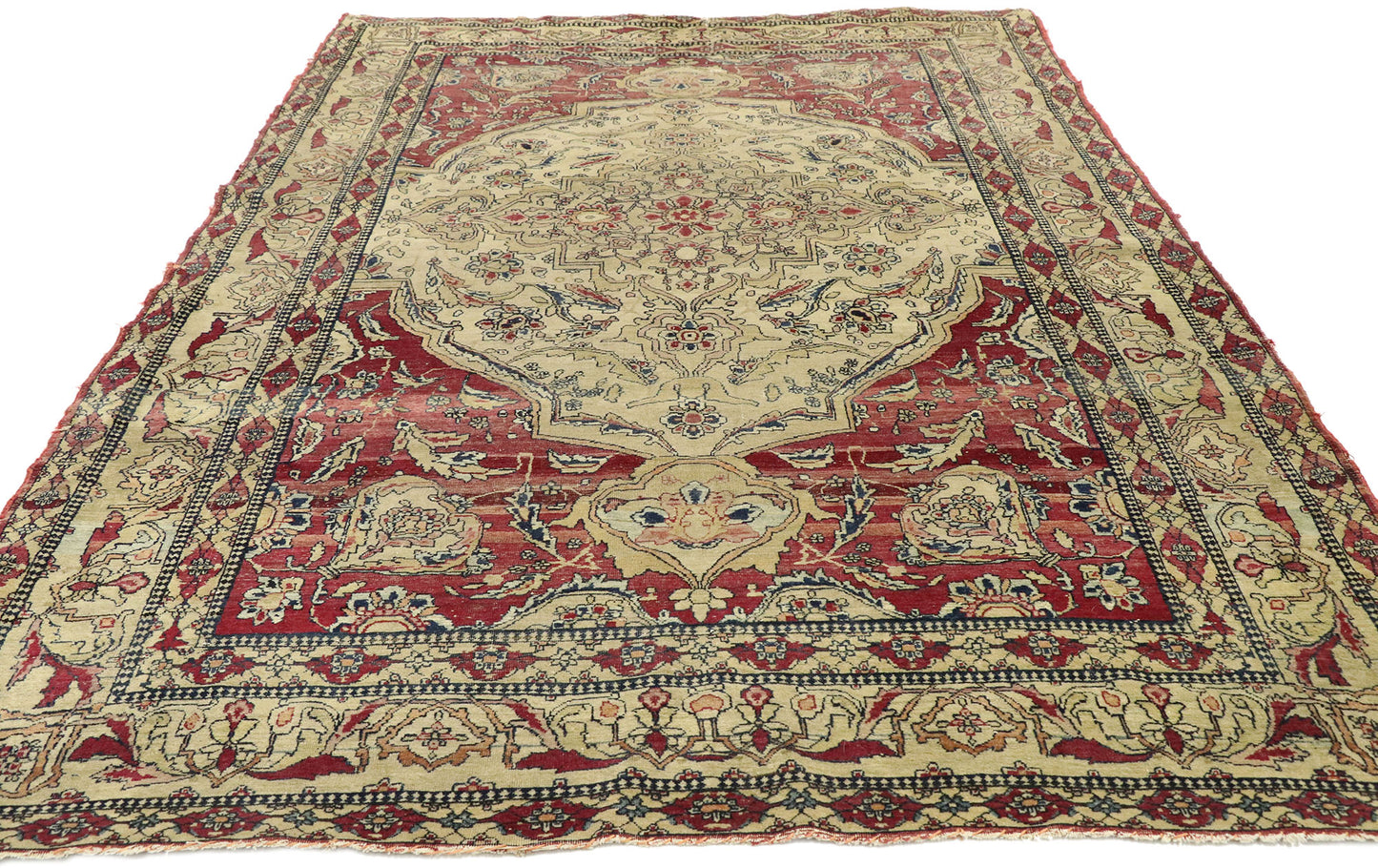 4 x 6 Distressed Antique Persian Kerman Rug 77515