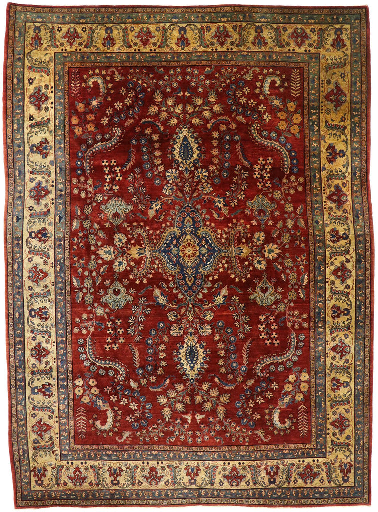 9 x 12 Antique Persian Mohajeran Sarouk Rug 77516