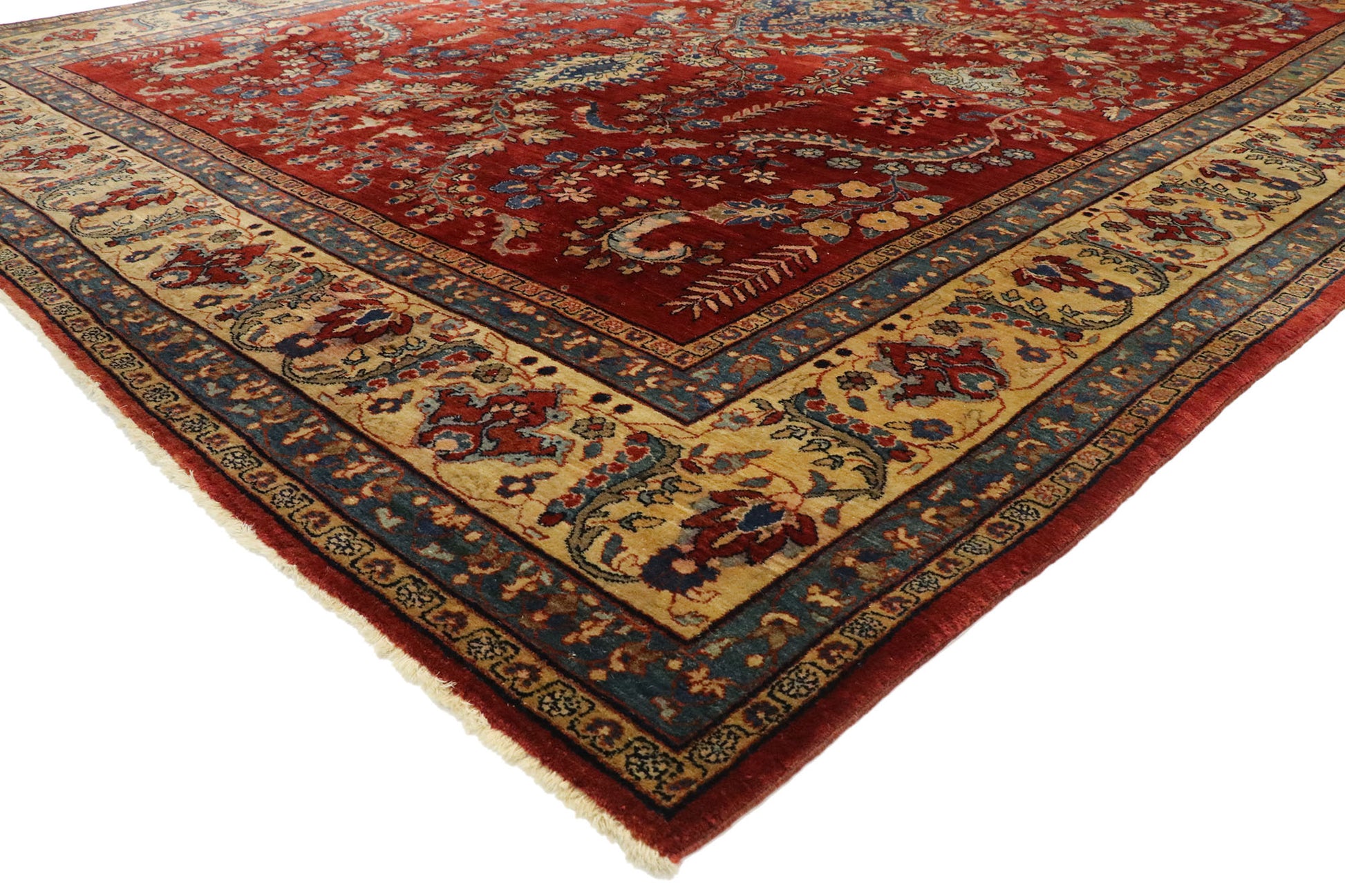 9 x 12 Antique Persian Mohajeran Sarouk Rug 77516